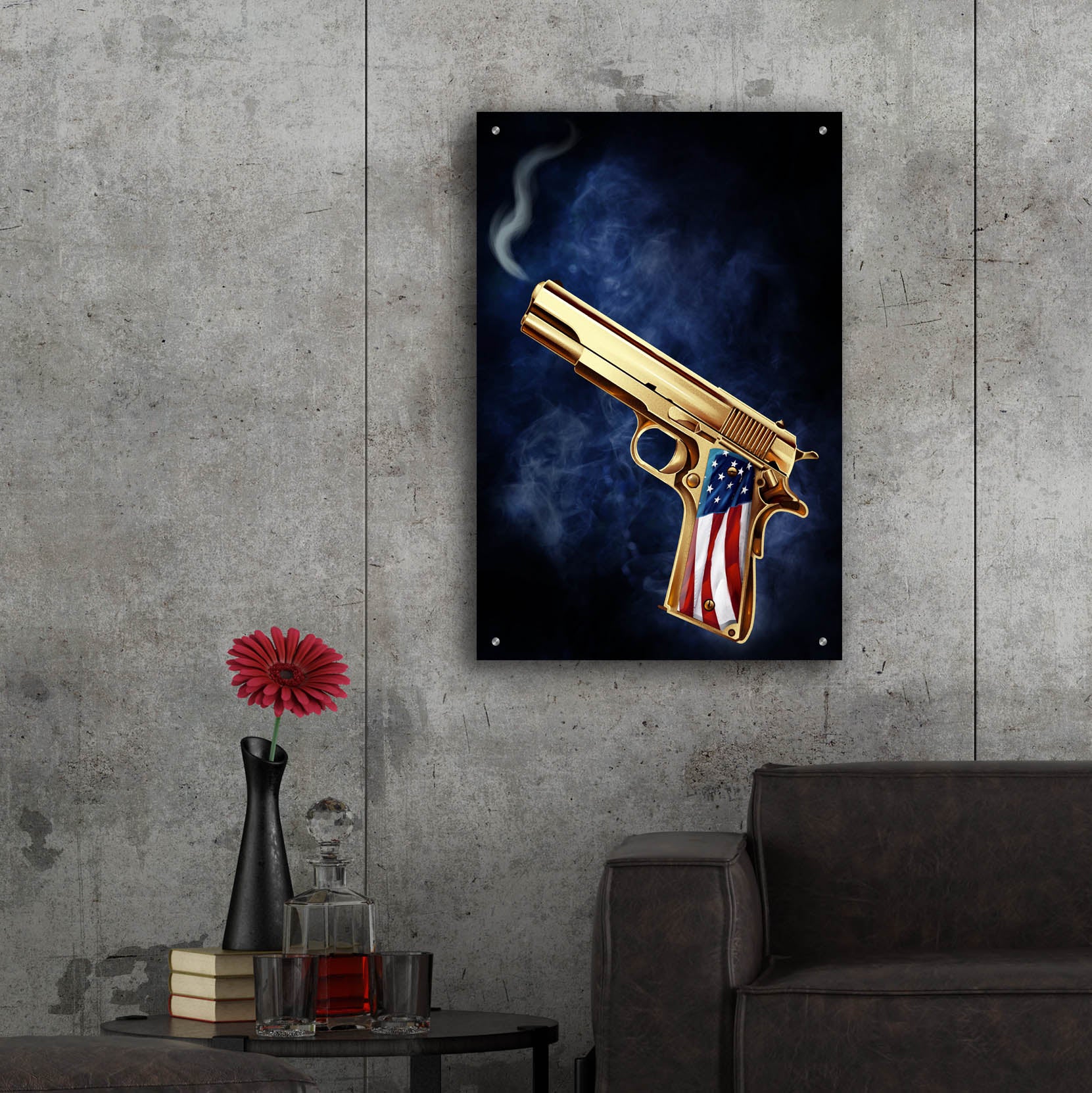 Epic Art 'Golden Gun' by Flyland Designs, Acrylic Glass Wall Art,24x36