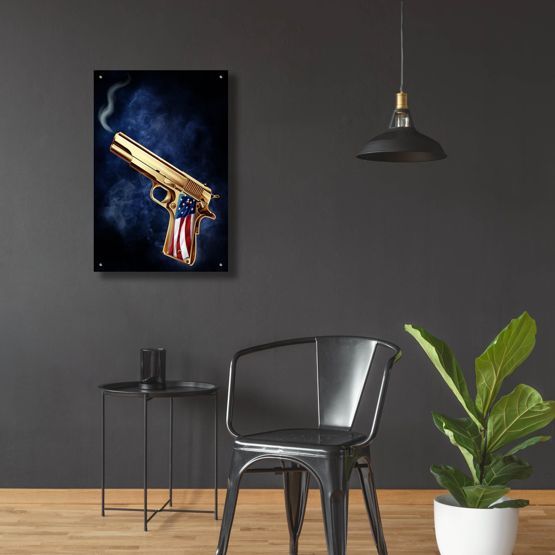 Epic Art 'Golden Gun' by Flyland Designs, Acrylic Glass Wall Art,24x36