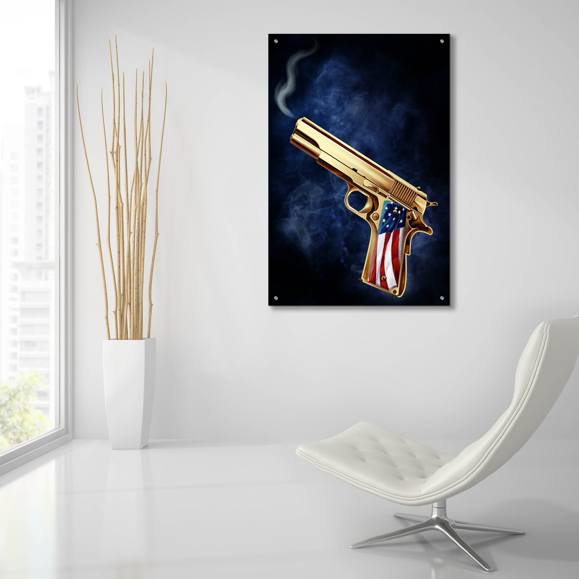 Epic Art 'Golden Gun' by Flyland Designs, Acrylic Glass Wall Art,24x36