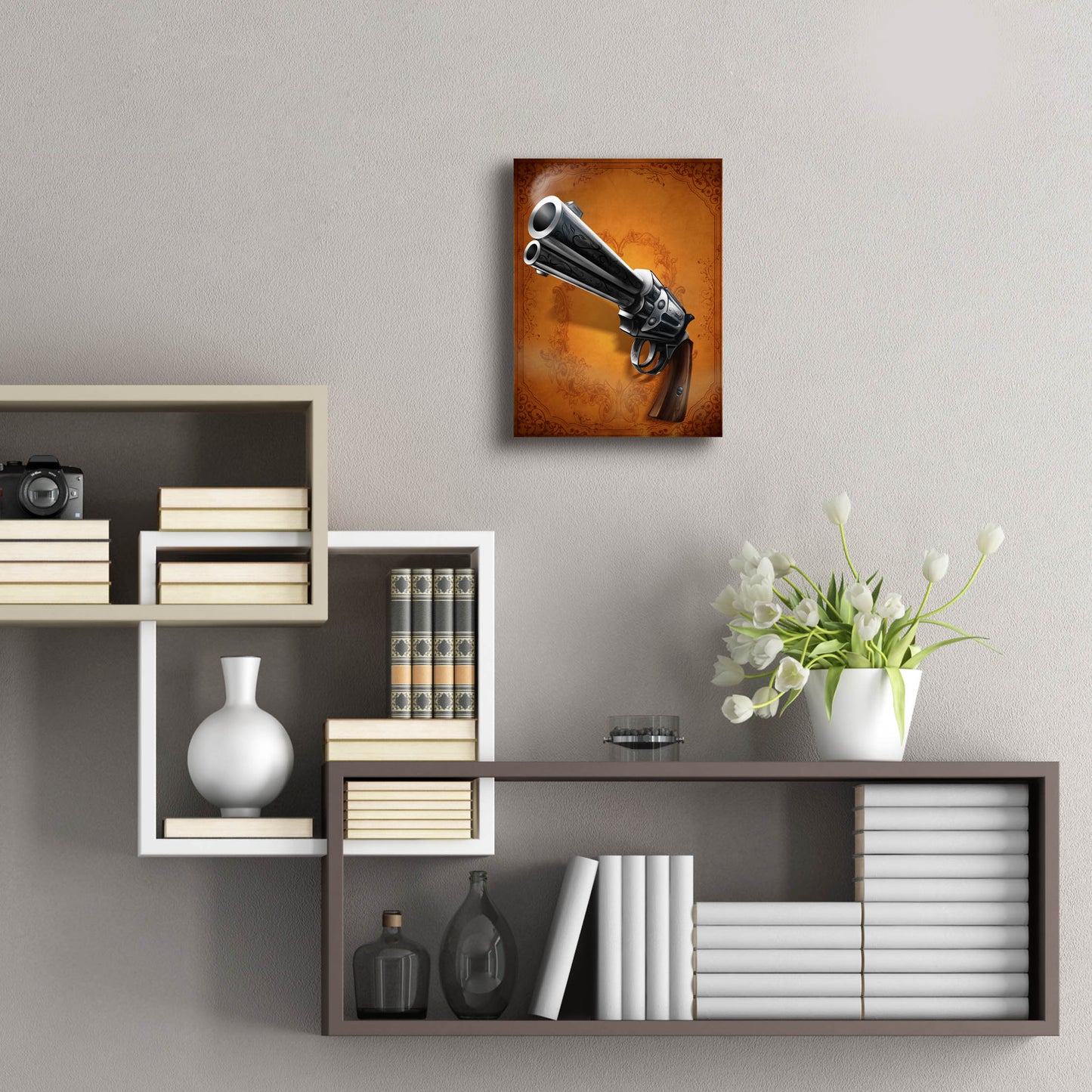 Epic Art 'Gunslinger - Single Gun 01' by Flyland Designs, Acrylic Glass Wall Art,12x16