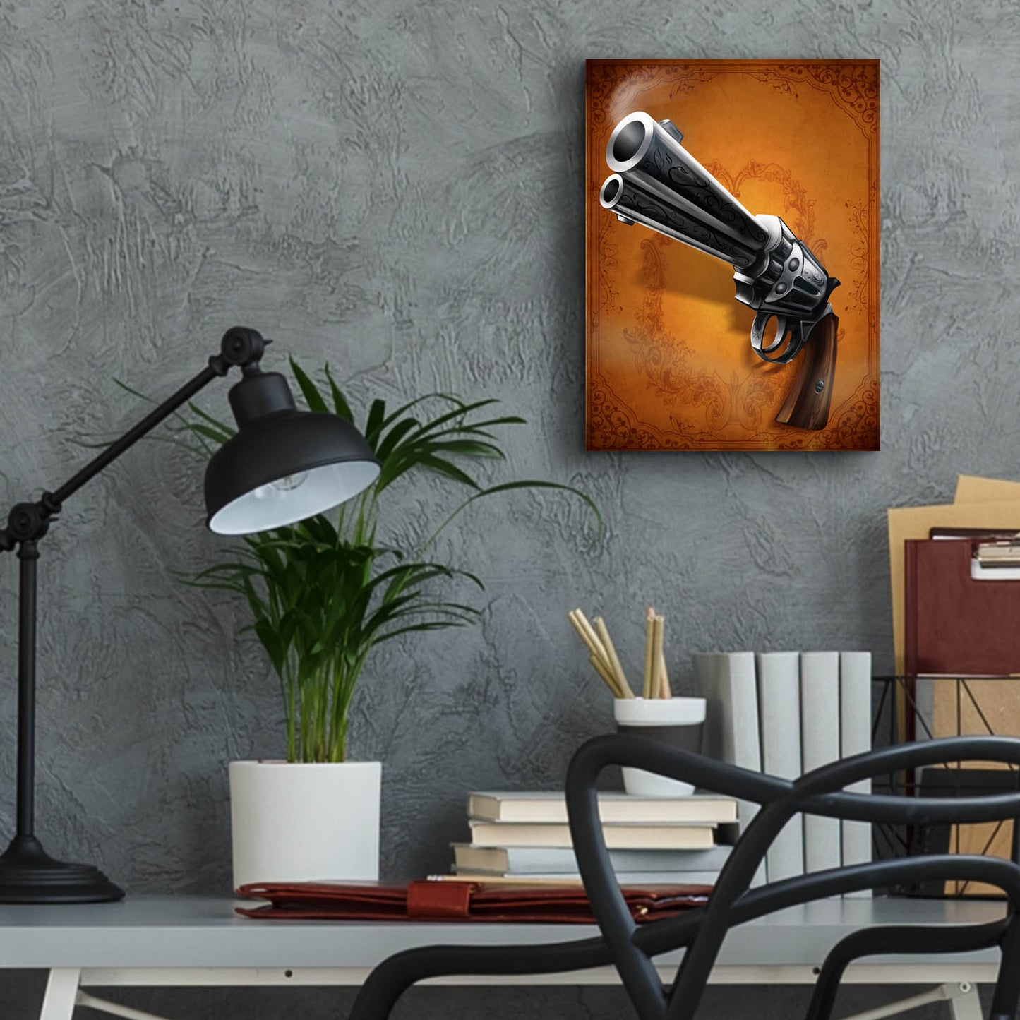 Epic Art 'Gunslinger - Single Gun 01' by Flyland Designs, Acrylic Glass Wall Art,12x16