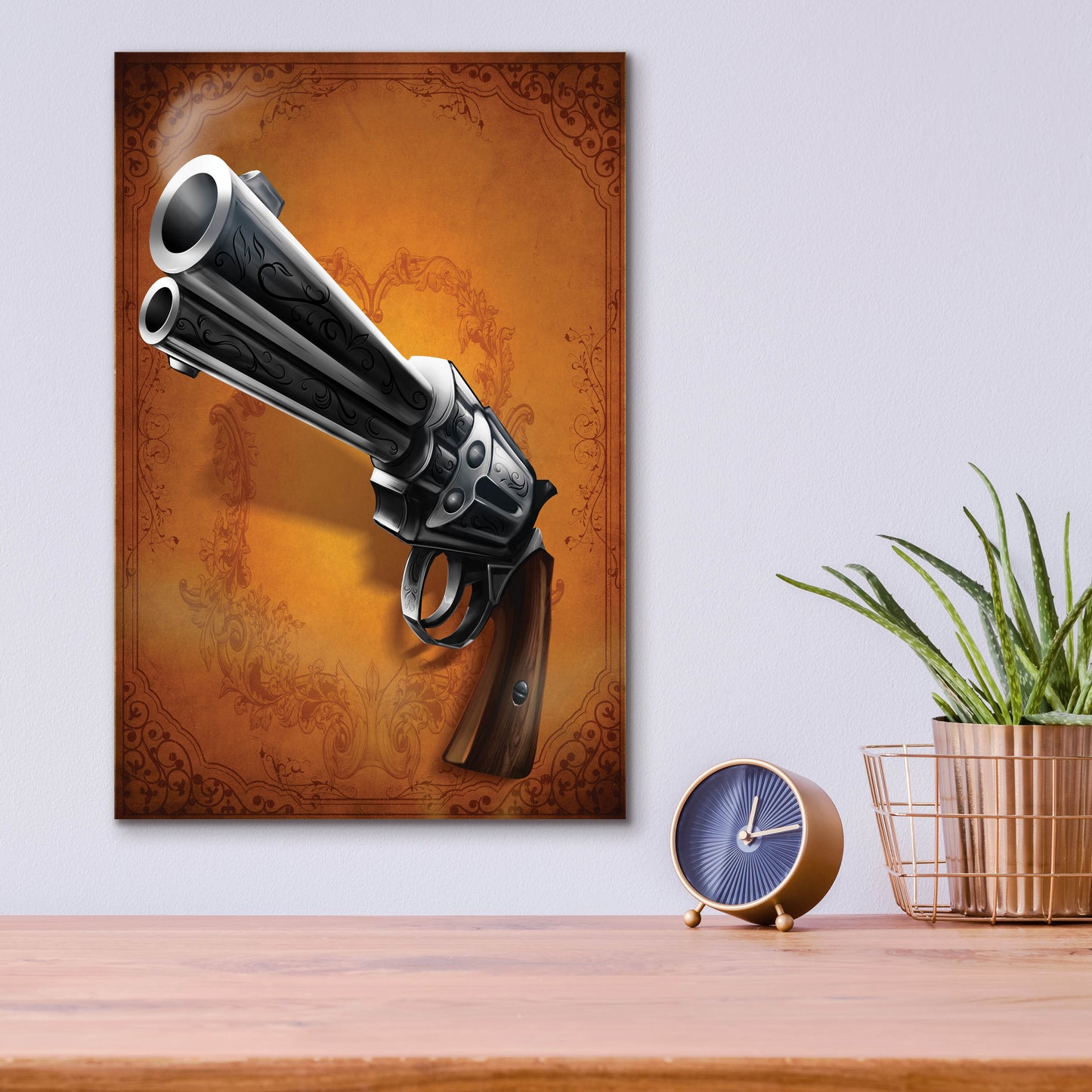 Epic Art 'Gunslinger - Single Gun 01' by Flyland Designs, Acrylic Glass Wall Art,12x16