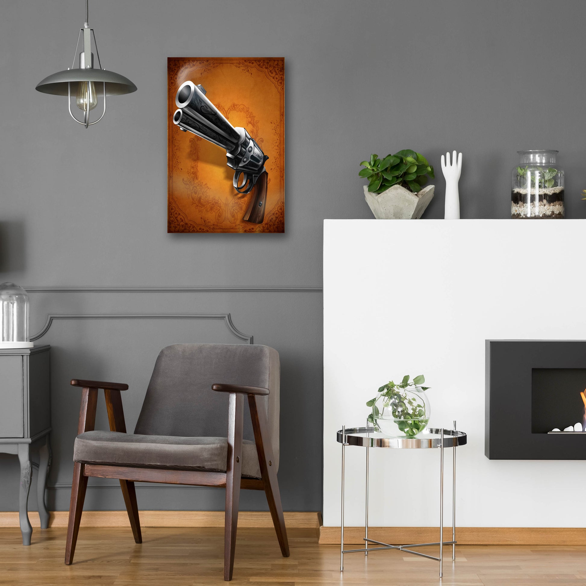 Epic Art 'Gunslinger - Single Gun 01' by Flyland Designs, Acrylic Glass Wall Art,16x24