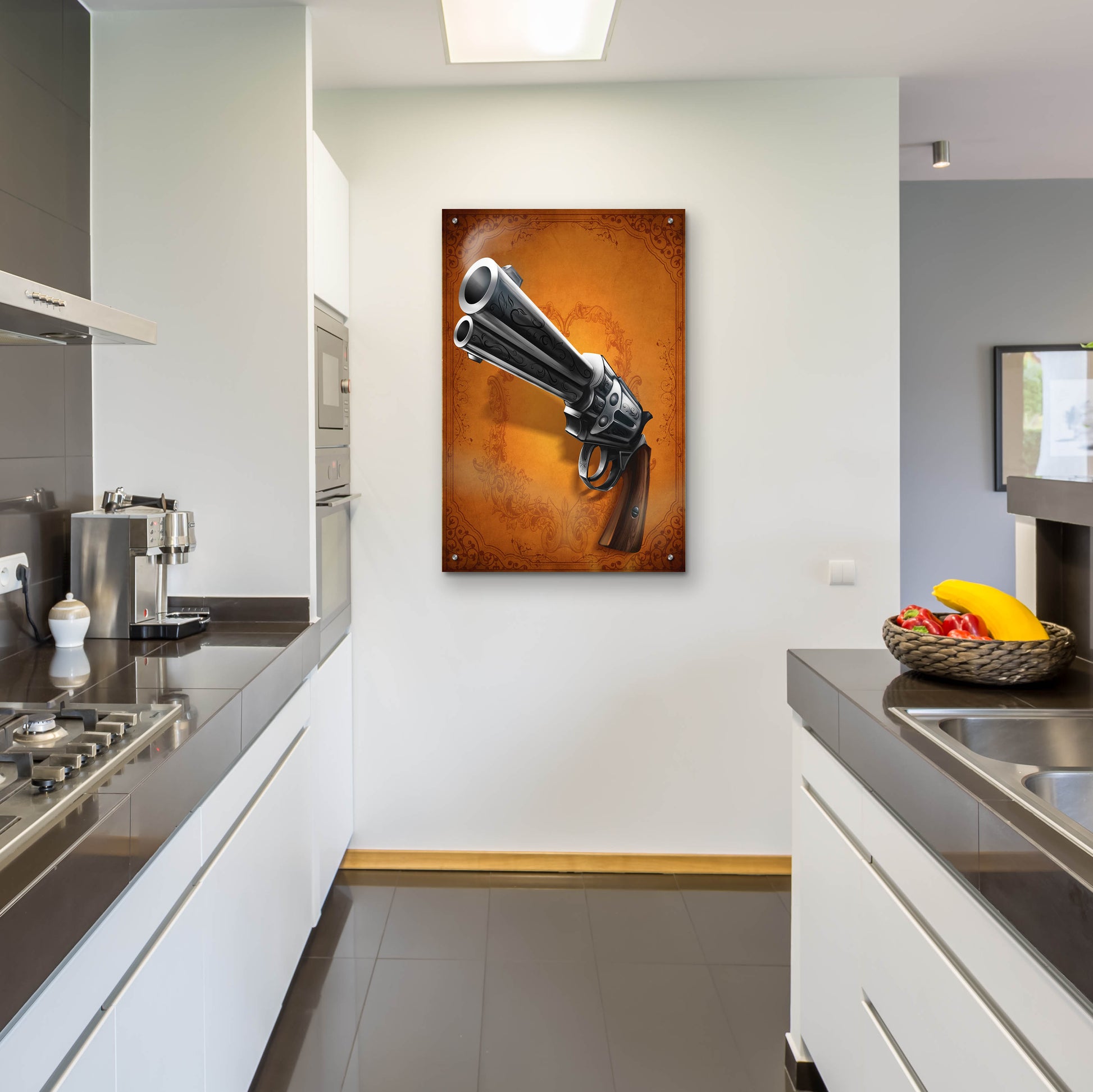 Epic Art 'Gunslinger - Single Gun 01' by Flyland Designs, Acrylic Glass Wall Art,24x36