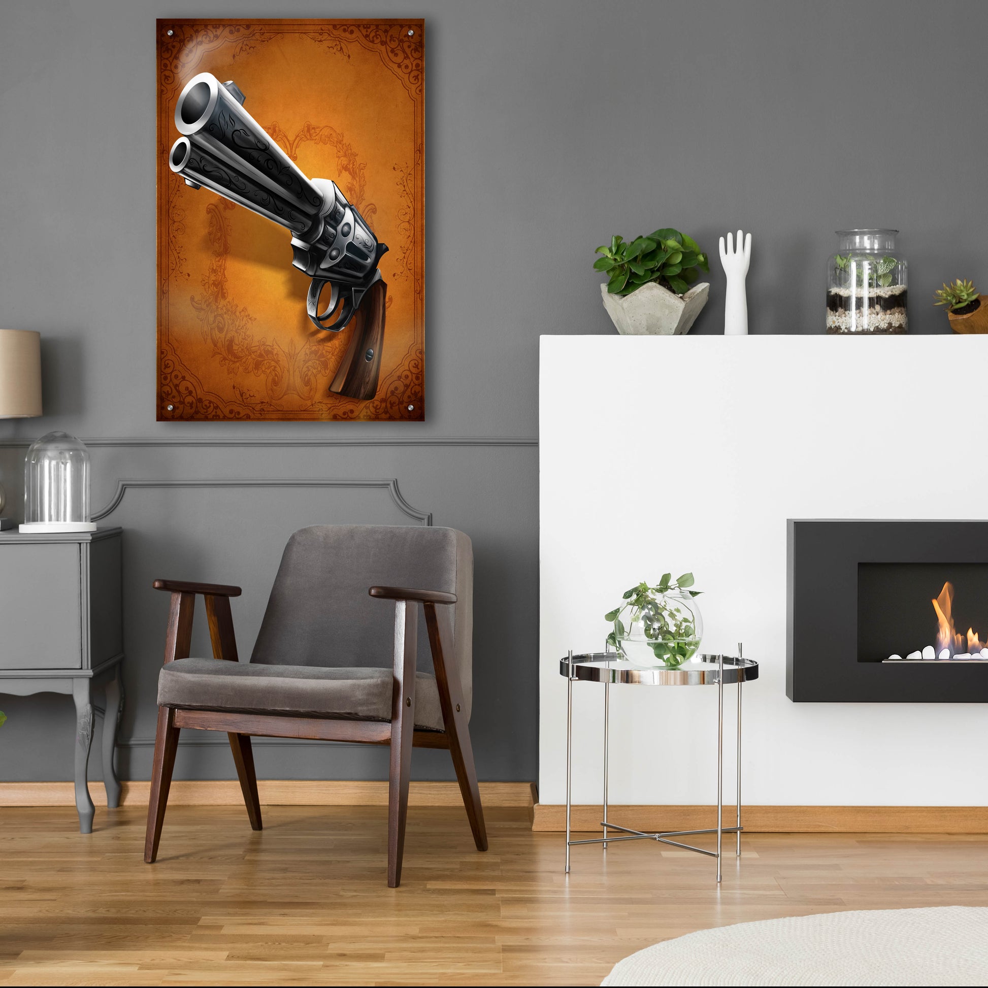 Epic Art 'Gunslinger - Single Gun 01' by Flyland Designs, Acrylic Glass Wall Art,24x36