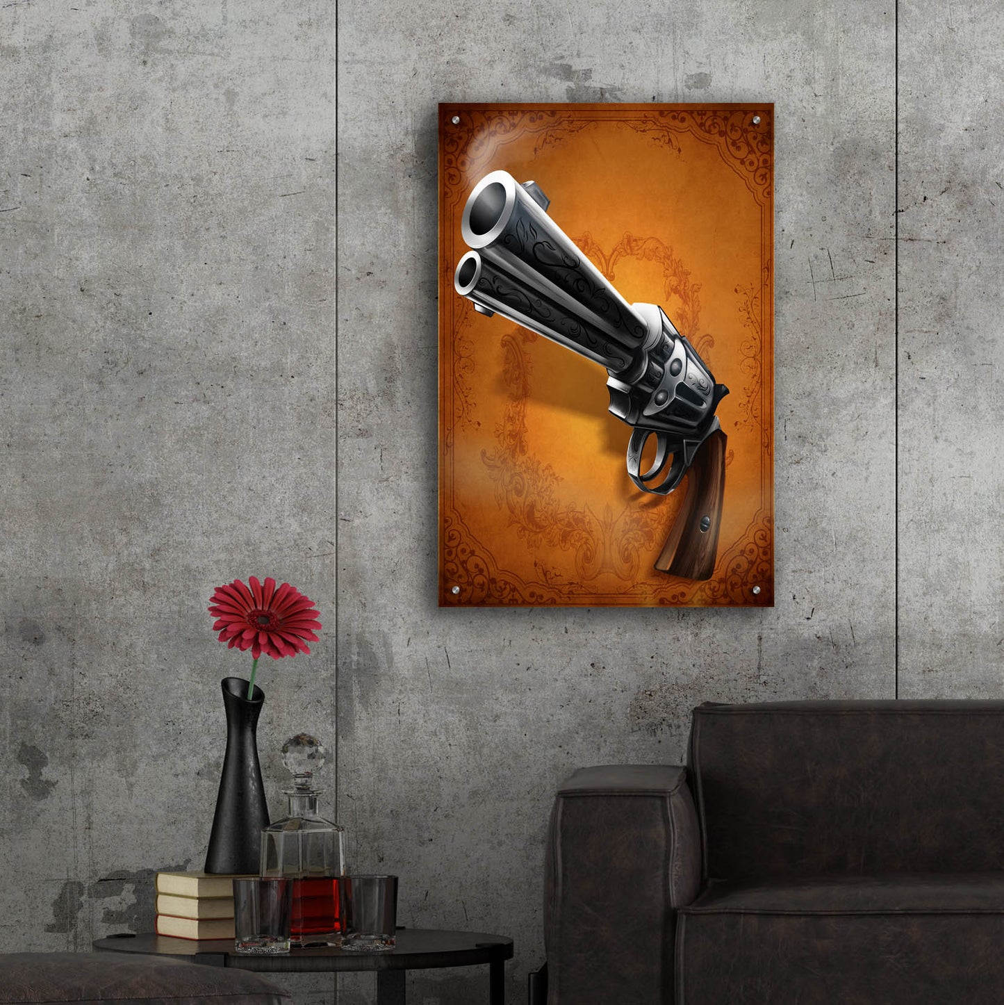 Epic Art 'Gunslinger - Single Gun 01' by Flyland Designs, Acrylic Glass Wall Art,24x36