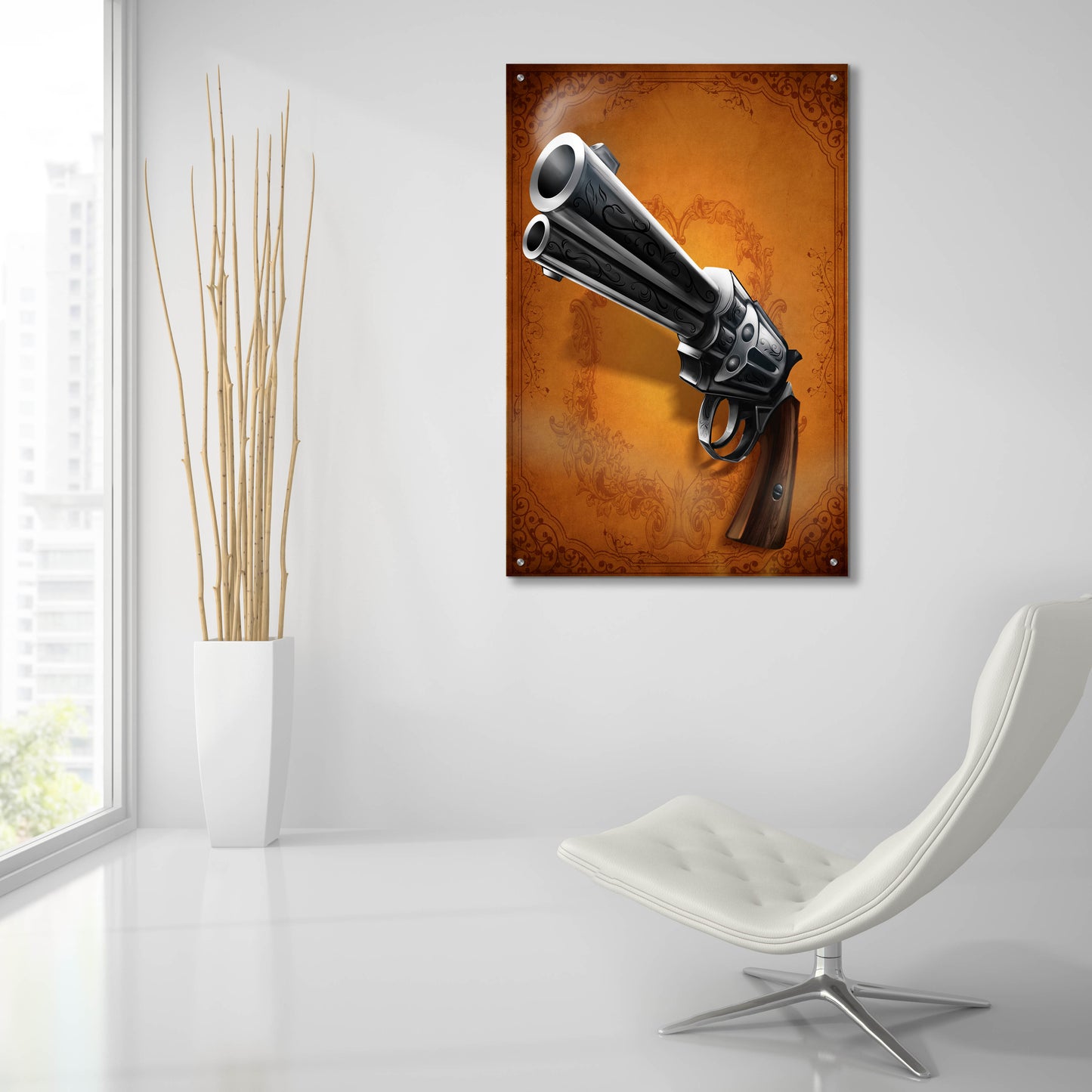 Epic Art 'Gunslinger - Single Gun 01' by Flyland Designs, Acrylic Glass Wall Art,24x36