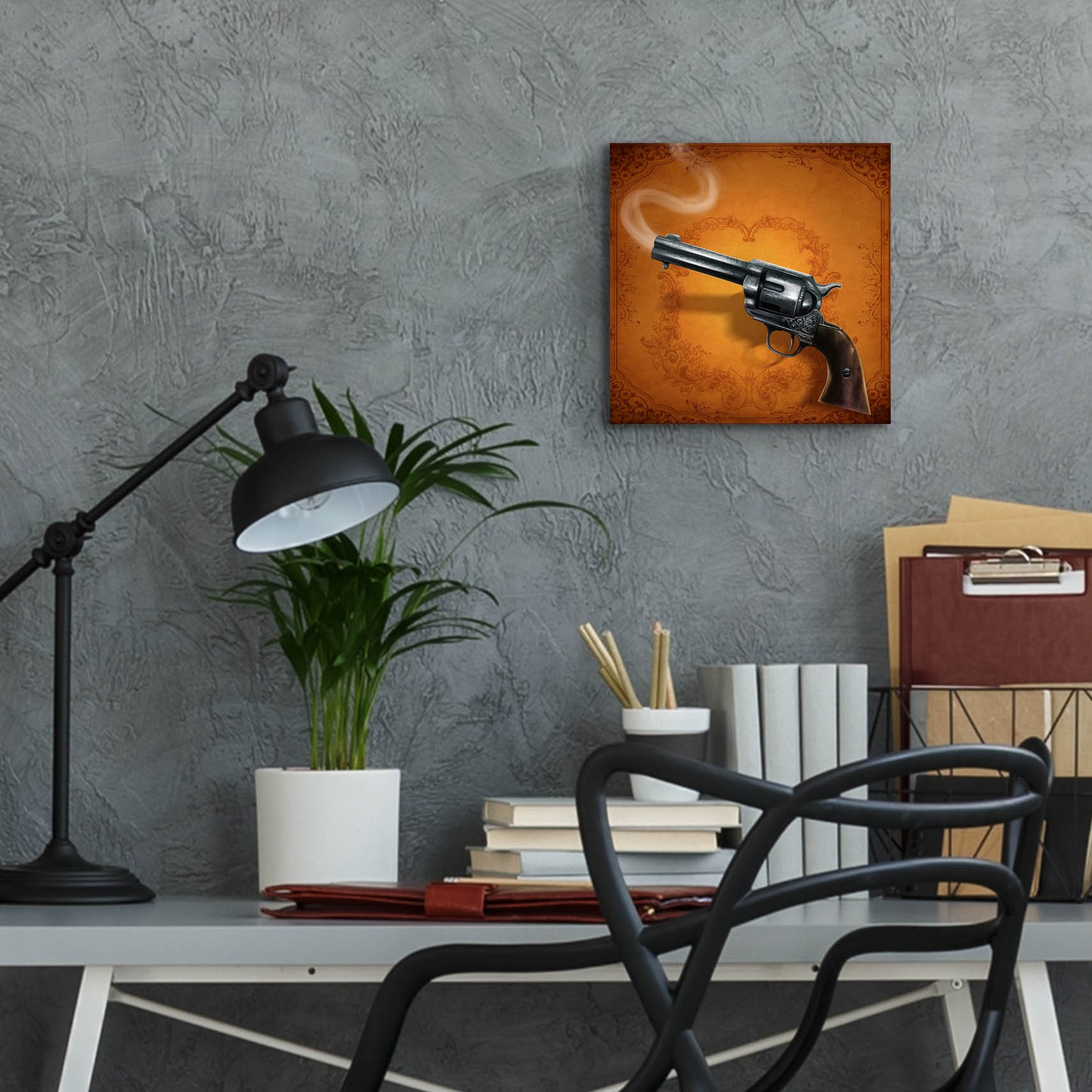 Epic Art 'Gunslinger - Single Gun 02' by Flyland Designs, Acrylic Glass Wall Art,12x12