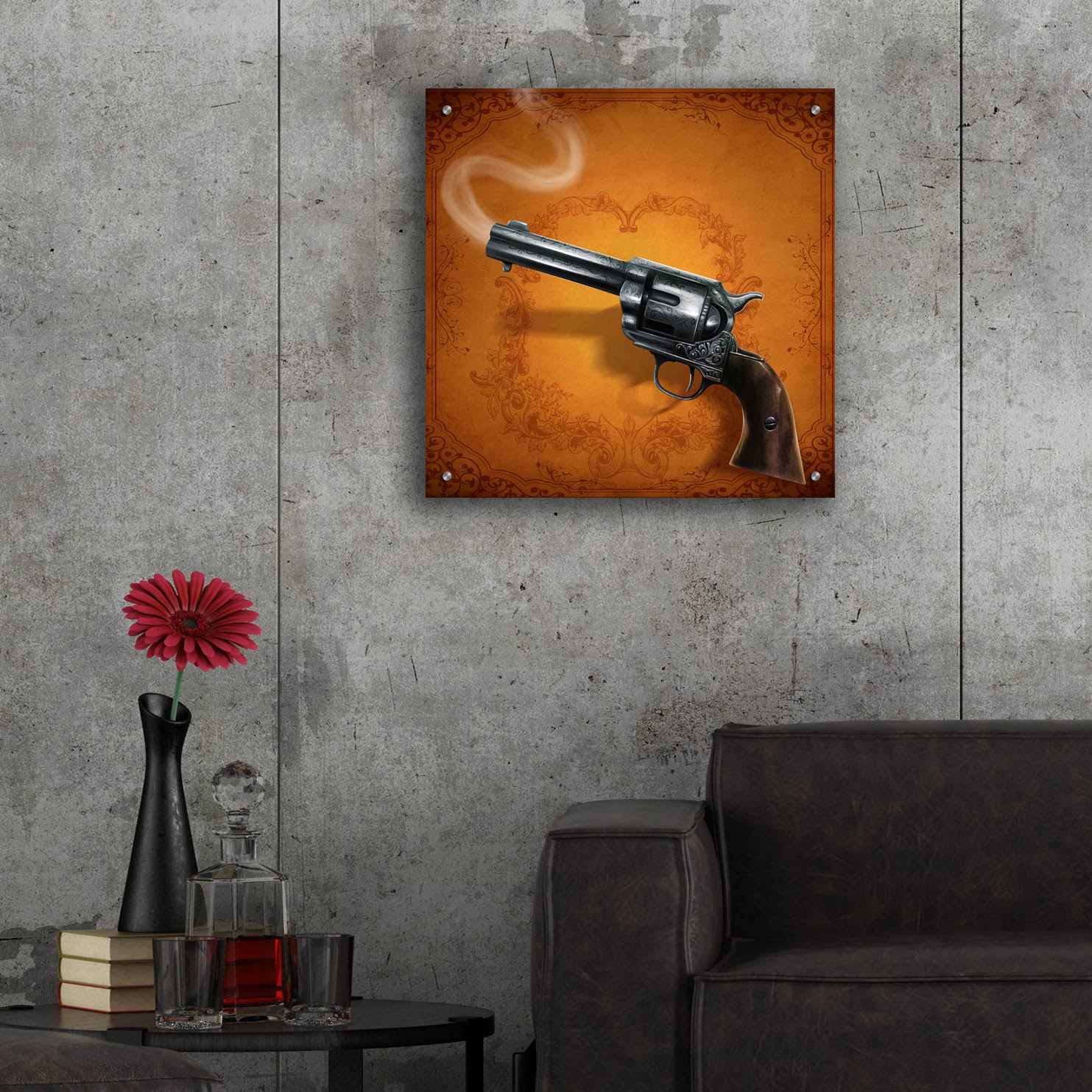 Epic Art 'Gunslinger - Single Gun 02' by Flyland Designs, Acrylic Glass Wall Art,24x24