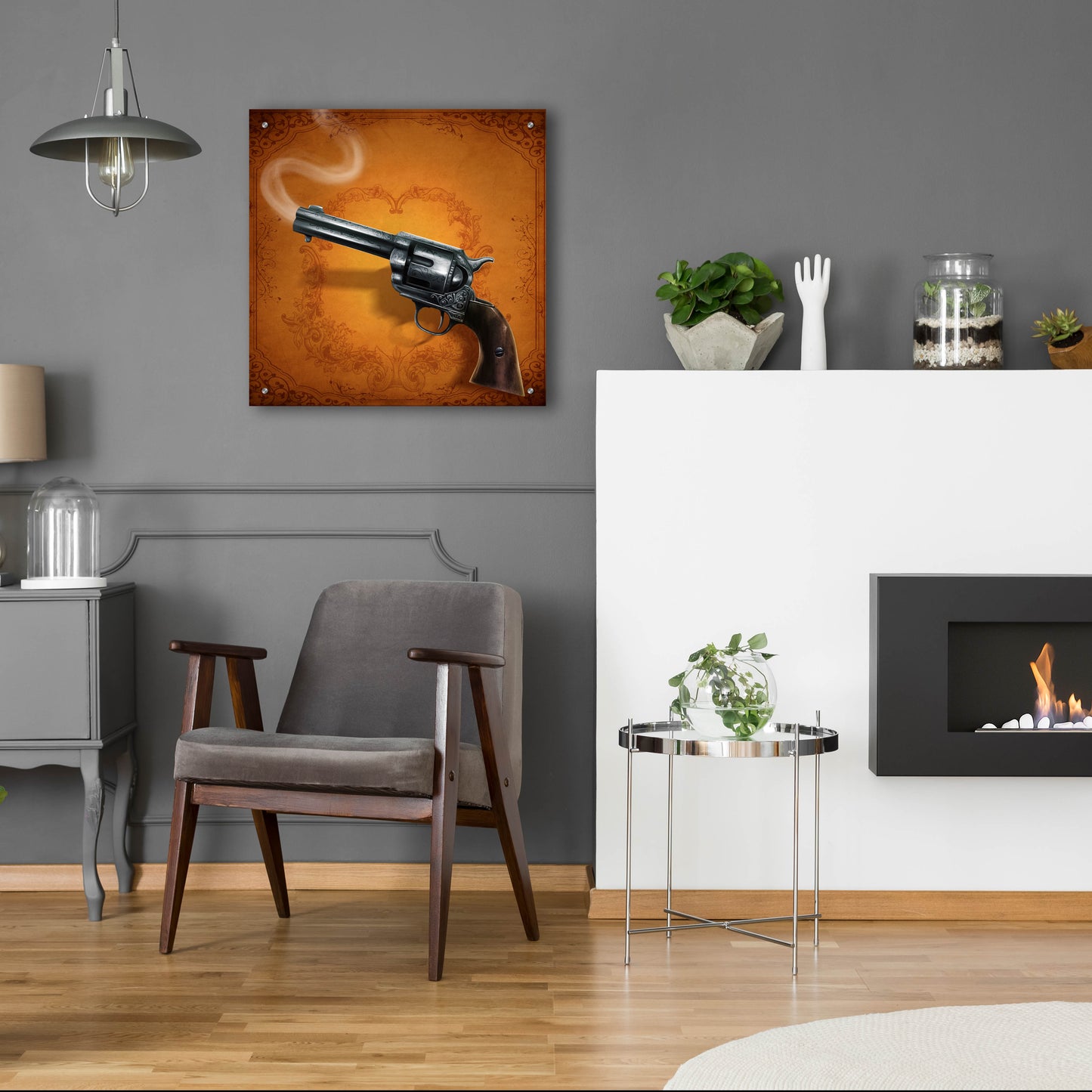 Epic Art 'Gunslinger - Single Gun 02' by Flyland Designs, Acrylic Glass Wall Art,24x24