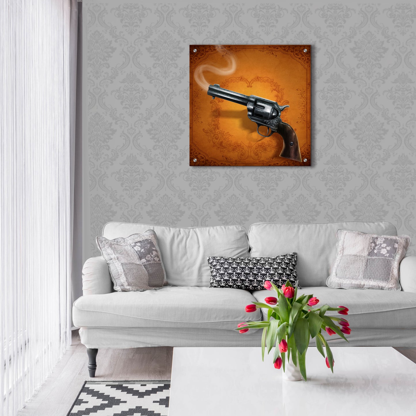 Epic Art 'Gunslinger - Single Gun 02' by Flyland Designs, Acrylic Glass Wall Art,24x24