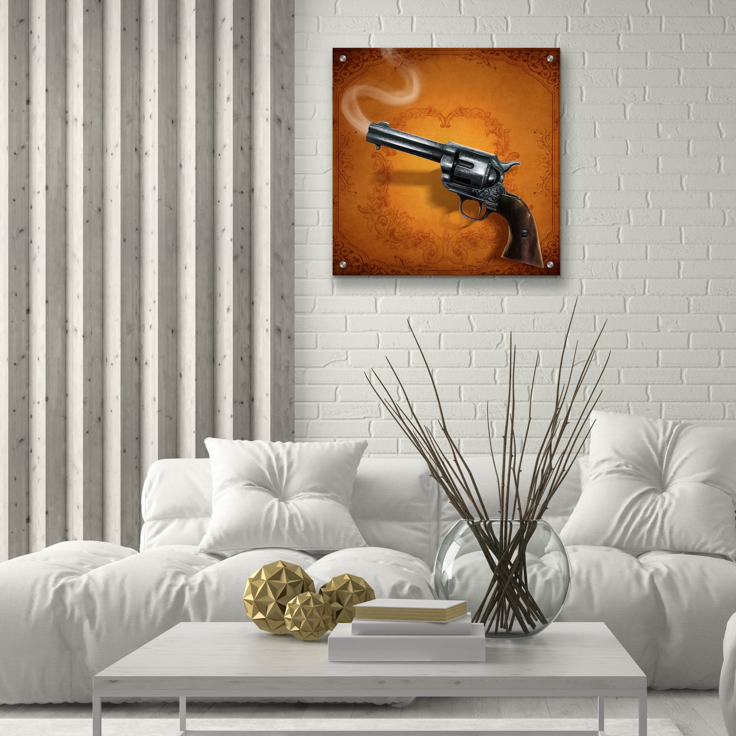 Epic Art 'Gunslinger - Single Gun 02' by Flyland Designs, Acrylic Glass Wall Art,24x24