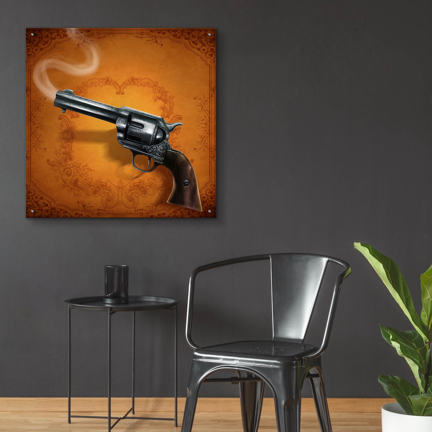 Epic Art 'Gunslinger - Single Gun 02' by Flyland Designs, Acrylic Glass Wall Art,36x36