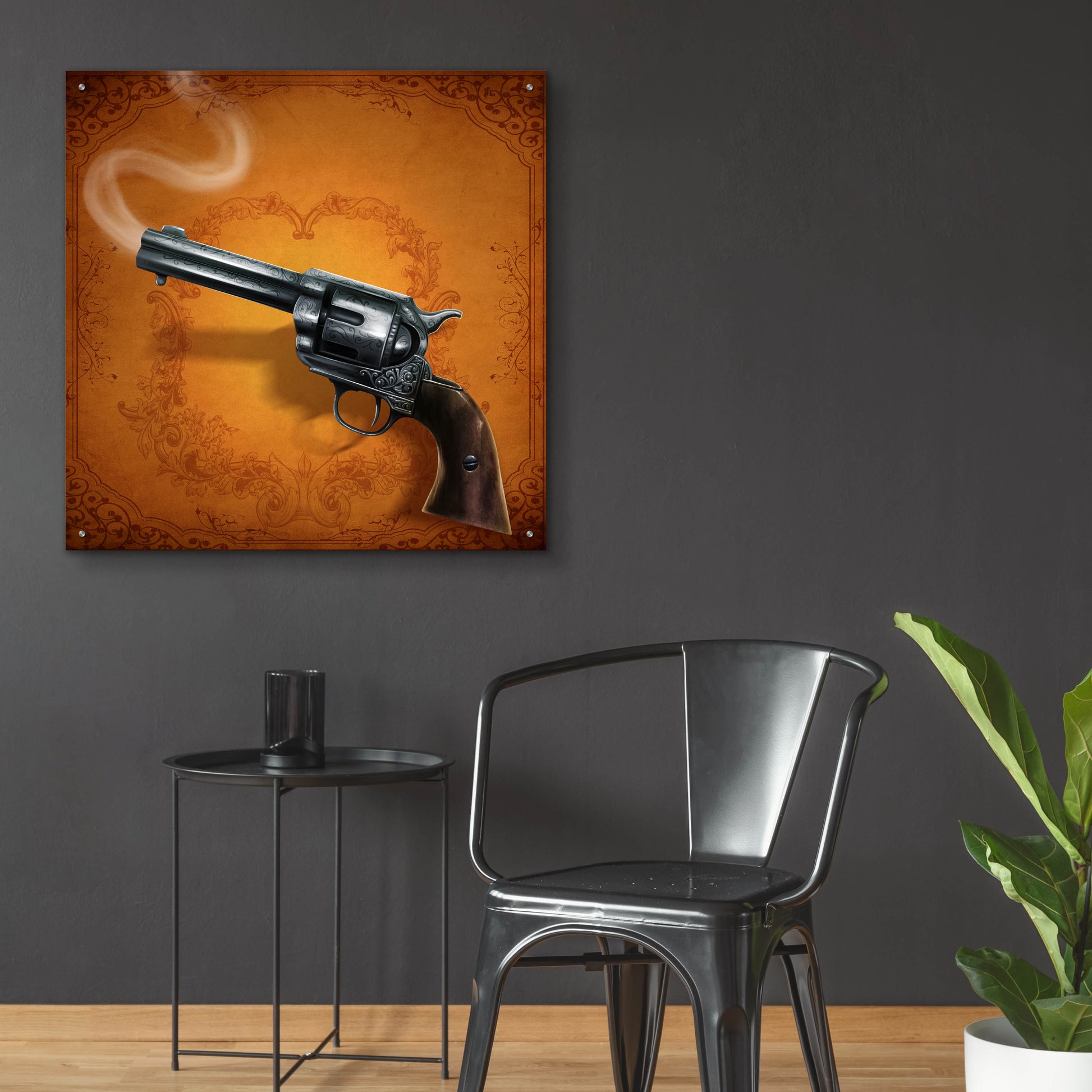 Epic Art 'Gunslinger - Single Gun 02' by Flyland Designs, Acrylic Glass Wall Art,36x36