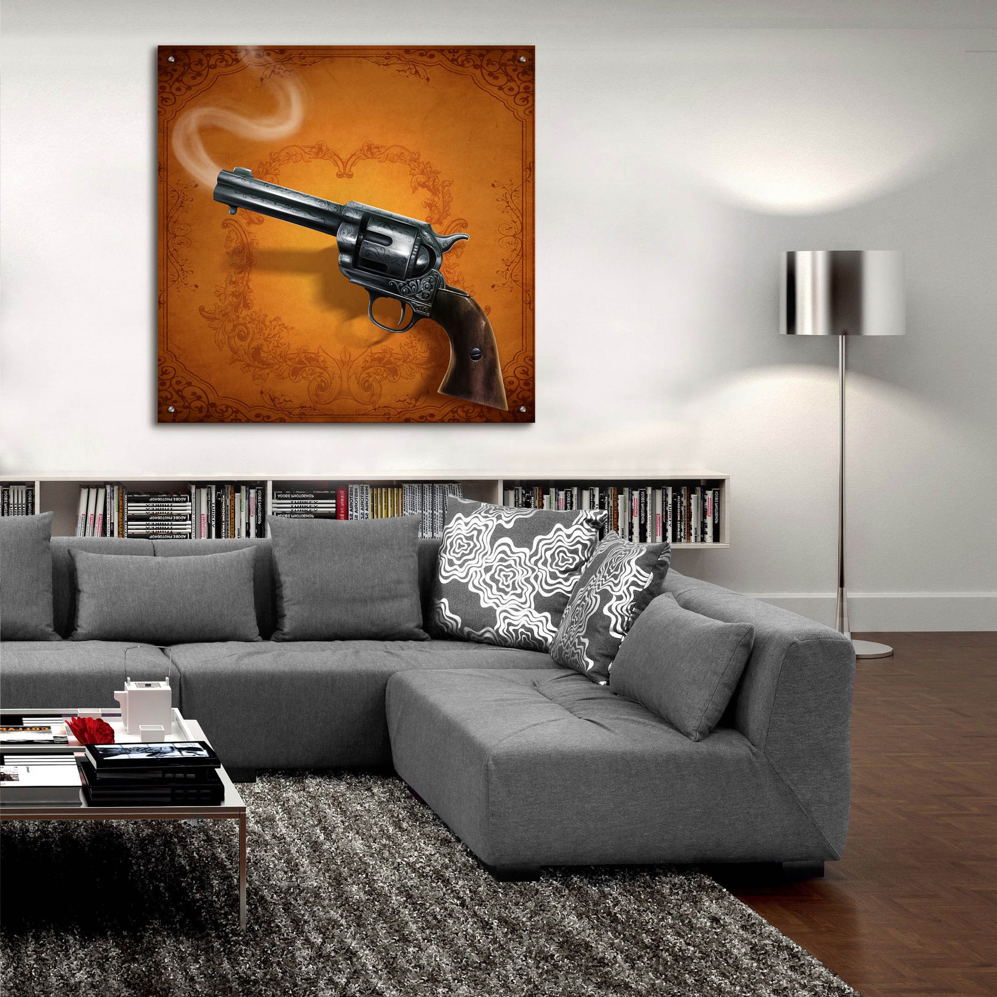 Epic Art 'Gunslinger - Single Gun 02' by Flyland Designs, Acrylic Glass Wall Art,36x36