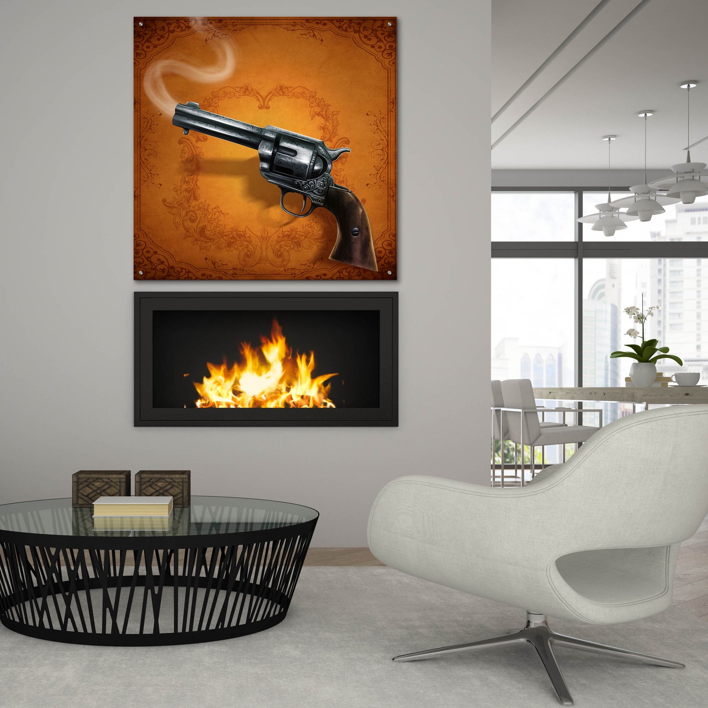 Epic Art 'Gunslinger - Single Gun 02' by Flyland Designs, Acrylic Glass Wall Art,36x36