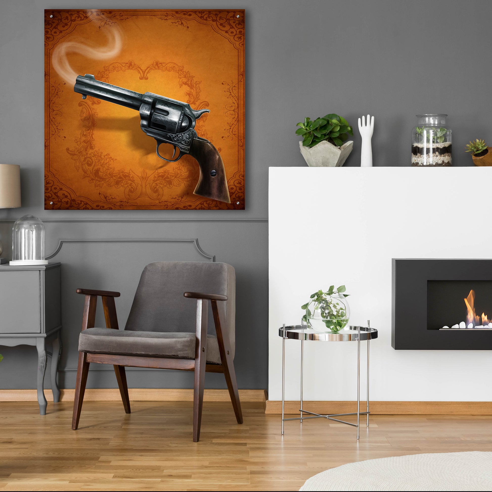 Epic Art 'Gunslinger - Single Gun 02' by Flyland Designs, Acrylic Glass Wall Art,36x36