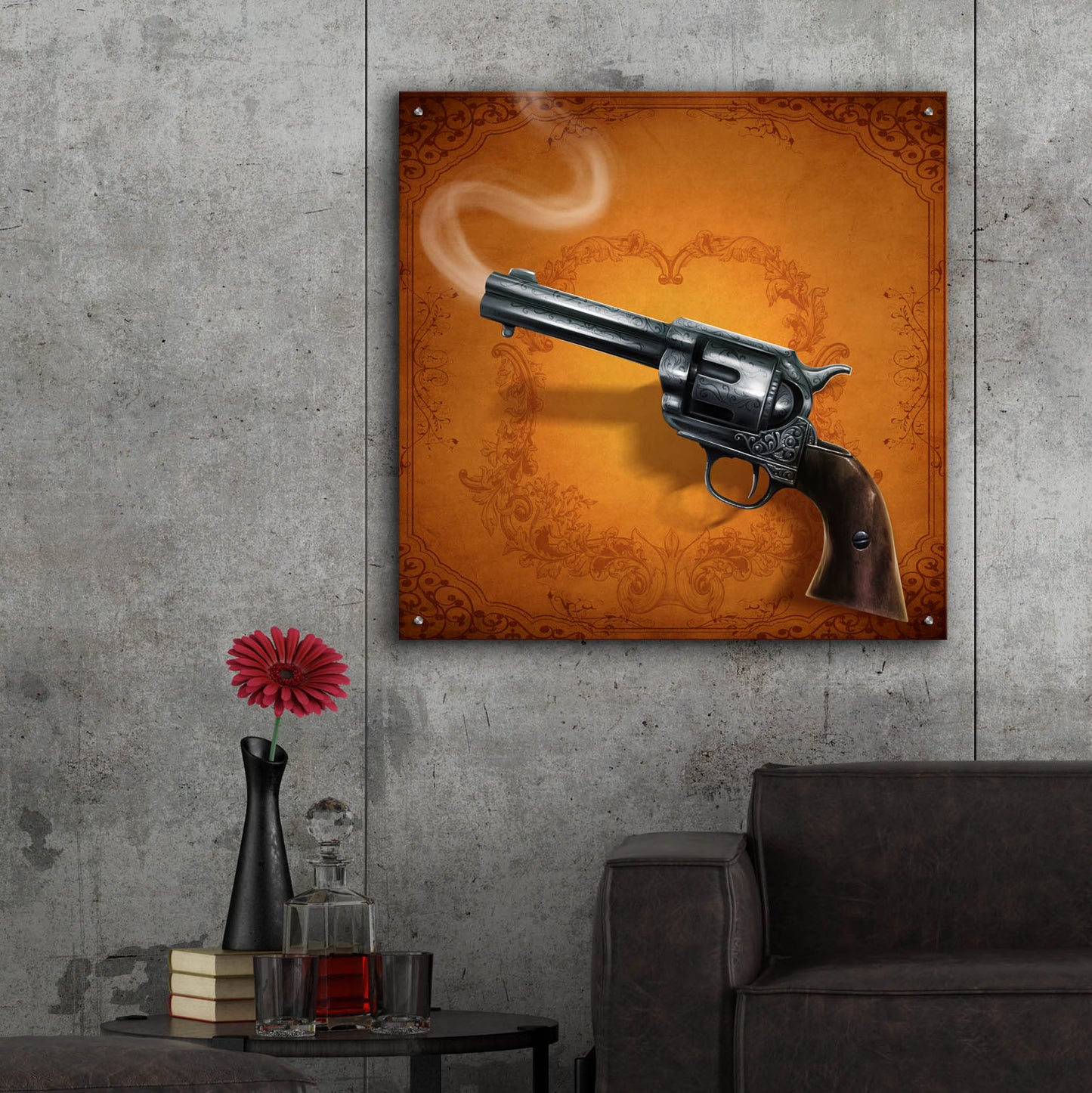 Epic Art 'Gunslinger - Single Gun 02' by Flyland Designs, Acrylic Glass Wall Art,36x36