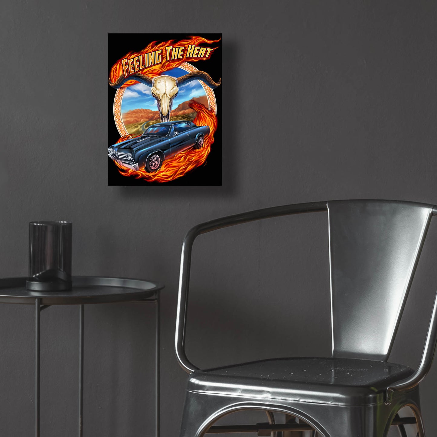 Epic Art 'Hot Rod Steer Skull Illustration' by Flyland Designs, Acrylic Glass Wall Art,12x16