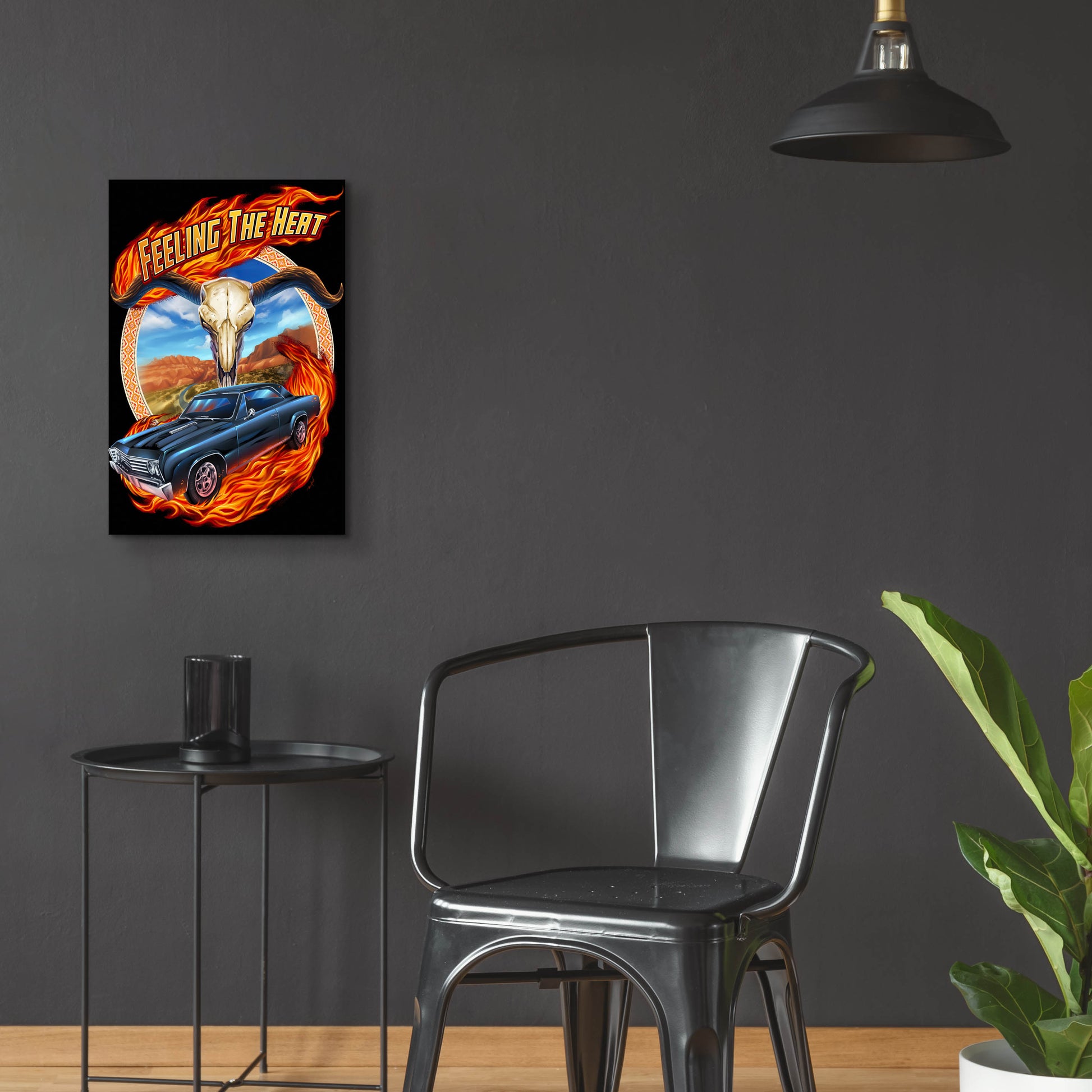 Epic Art 'Hot Rod Steer Skull Illustration' by Flyland Designs, Acrylic Glass Wall Art,16x24