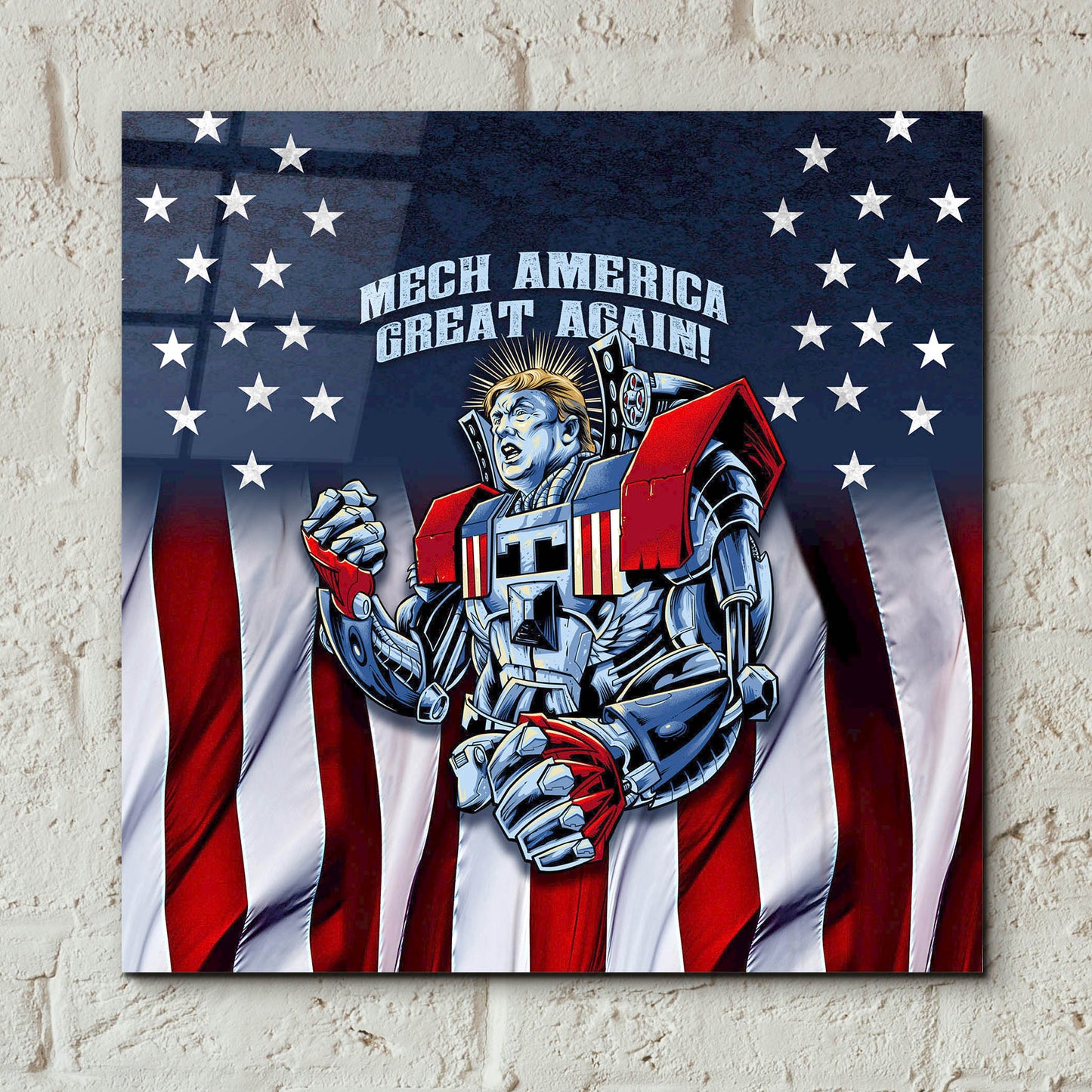 Epic Art 'Mecha Trump Rageon' by Flyland Designs, Acrylic Glass Wall Art,12x12