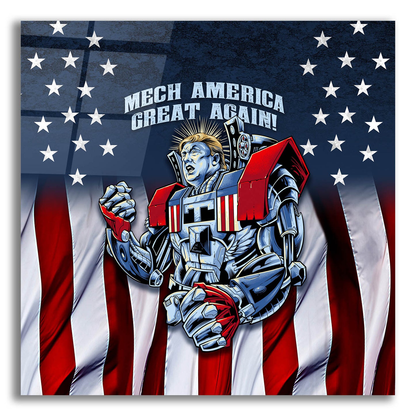 Epic Art 'Mecha Trump Rageon' by Flyland Designs, Acrylic Glass Wall Art,12x12