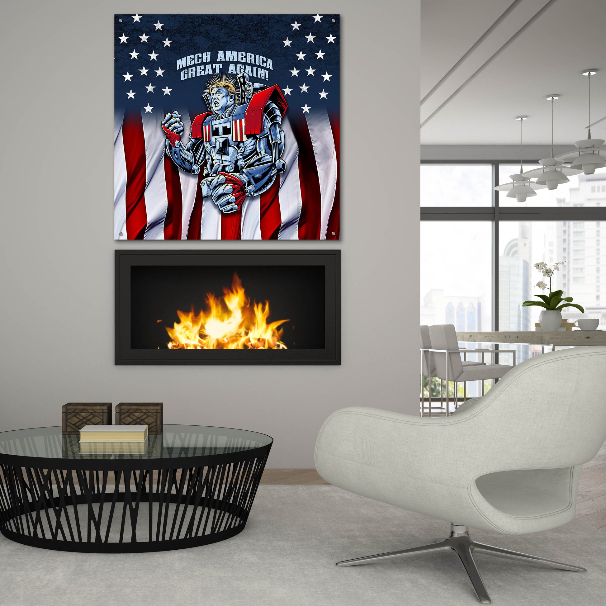 Epic Art 'Mecha Trump Rageon' by Flyland Designs, Acrylic Glass Wall Art,36x36