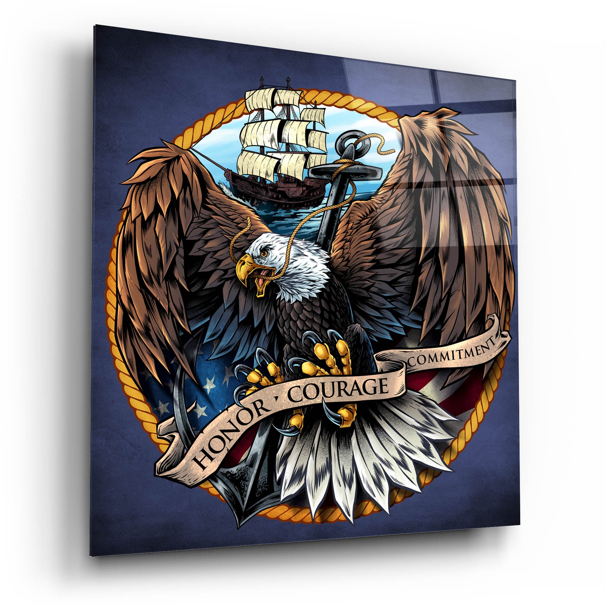 Epic Art 'Navy Eagle Decal' by Flyland Designs, Acrylic Glass Wall Art,12x12