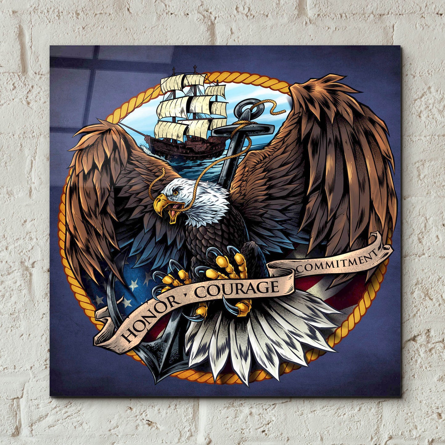 Epic Art 'Navy Eagle Decal' by Flyland Designs, Acrylic Glass Wall Art,12x12