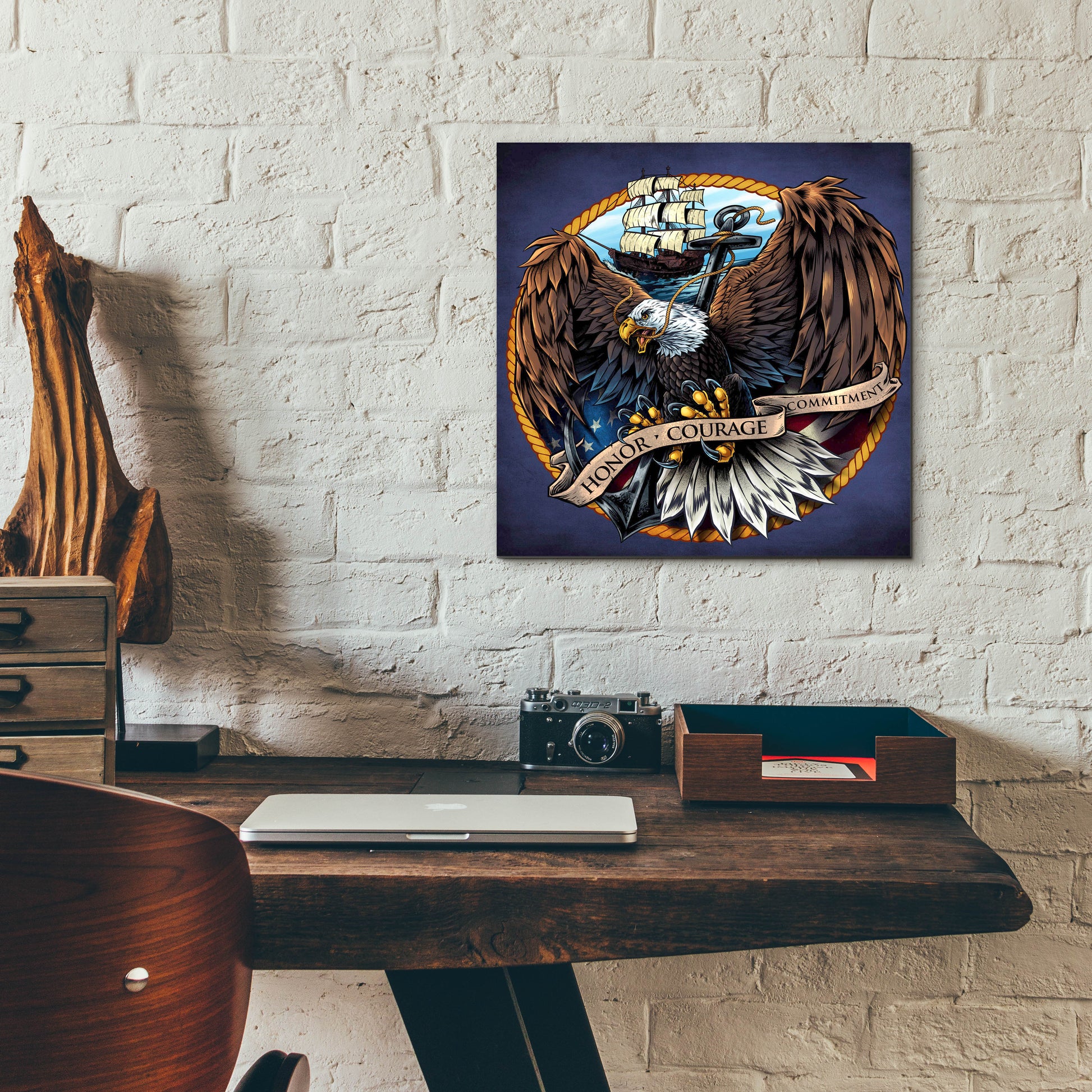 Epic Art 'Navy Eagle Decal' by Flyland Designs, Acrylic Glass Wall Art,12x12