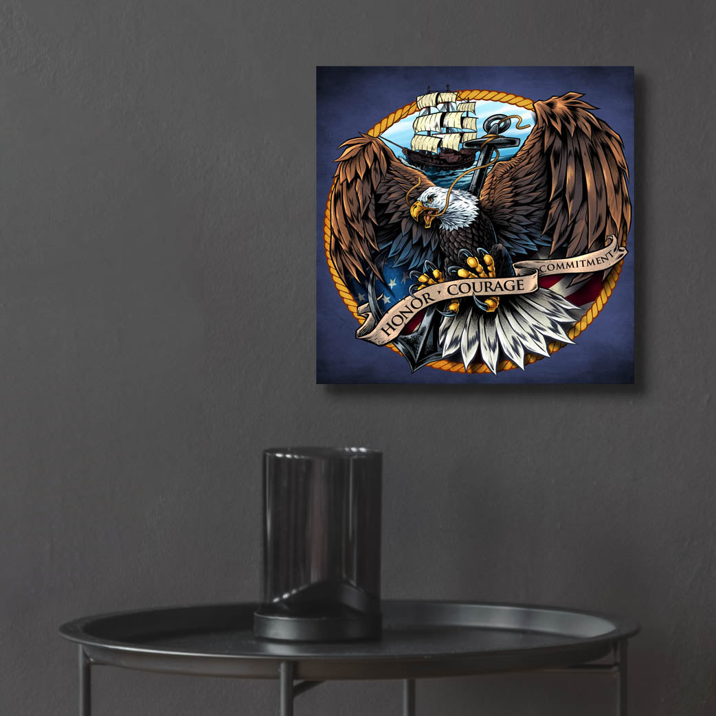 Epic Art 'Navy Eagle Decal' by Flyland Designs, Acrylic Glass Wall Art,12x12