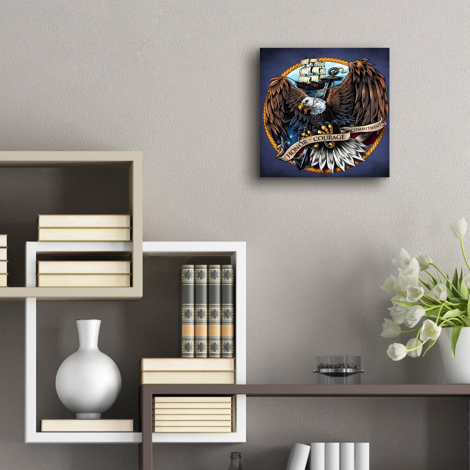 Epic Art 'Navy Eagle Decal' by Flyland Designs, Acrylic Glass Wall Art,12x12