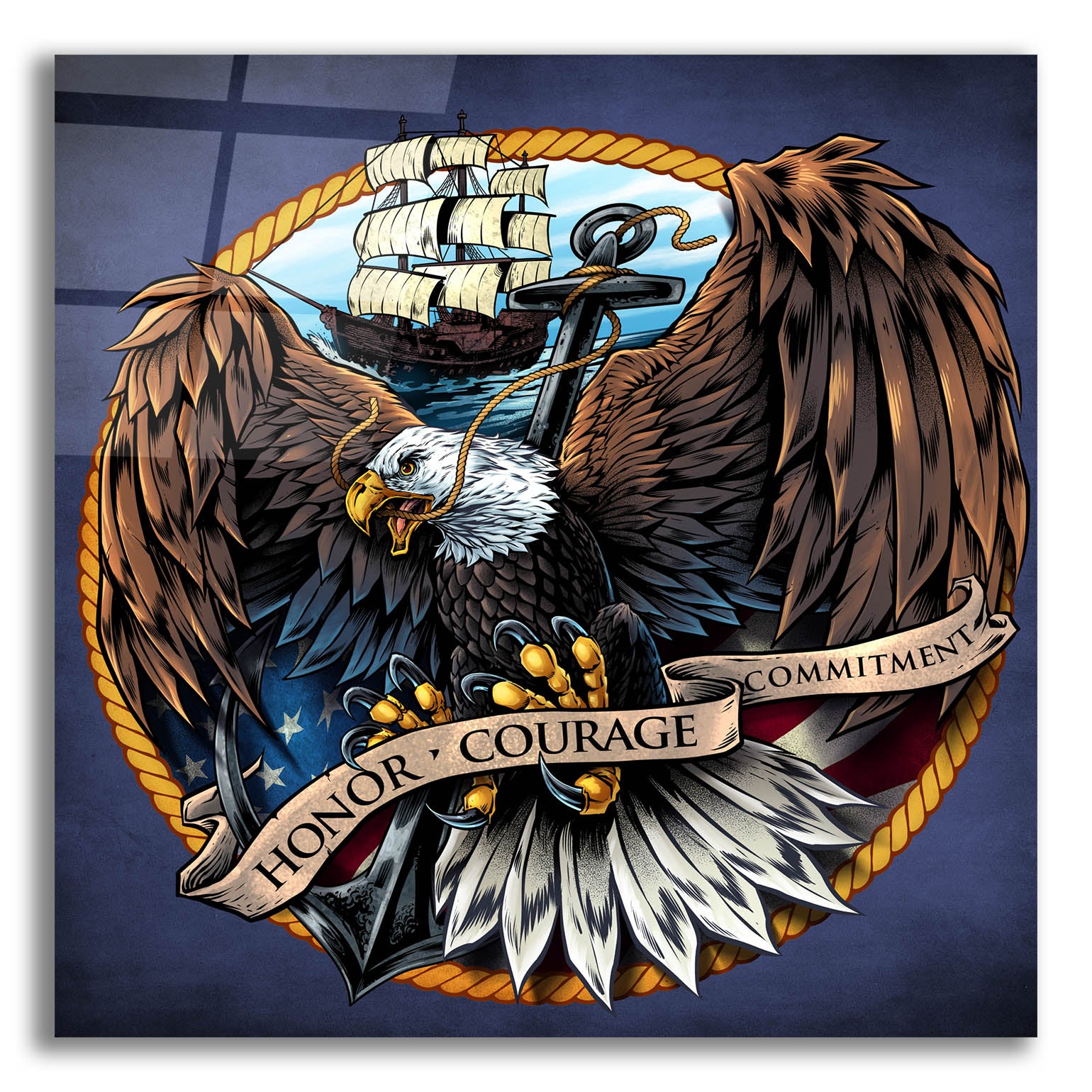 Epic Art 'Navy Eagle Decal' by Flyland Designs, Acrylic Glass Wall Art,12x12