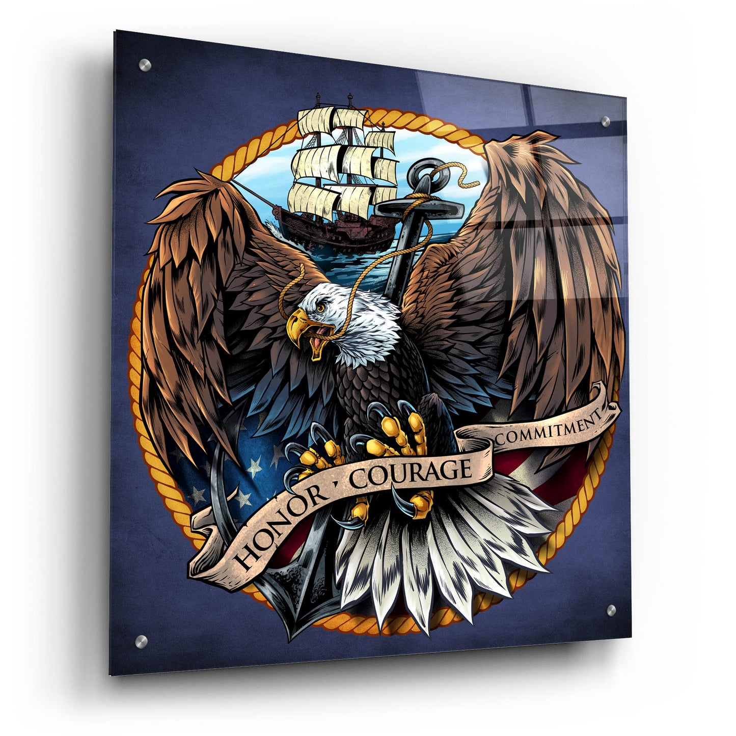 Epic Art 'Navy Eagle Decal' by Flyland Designs, Acrylic Glass Wall Art,24x24