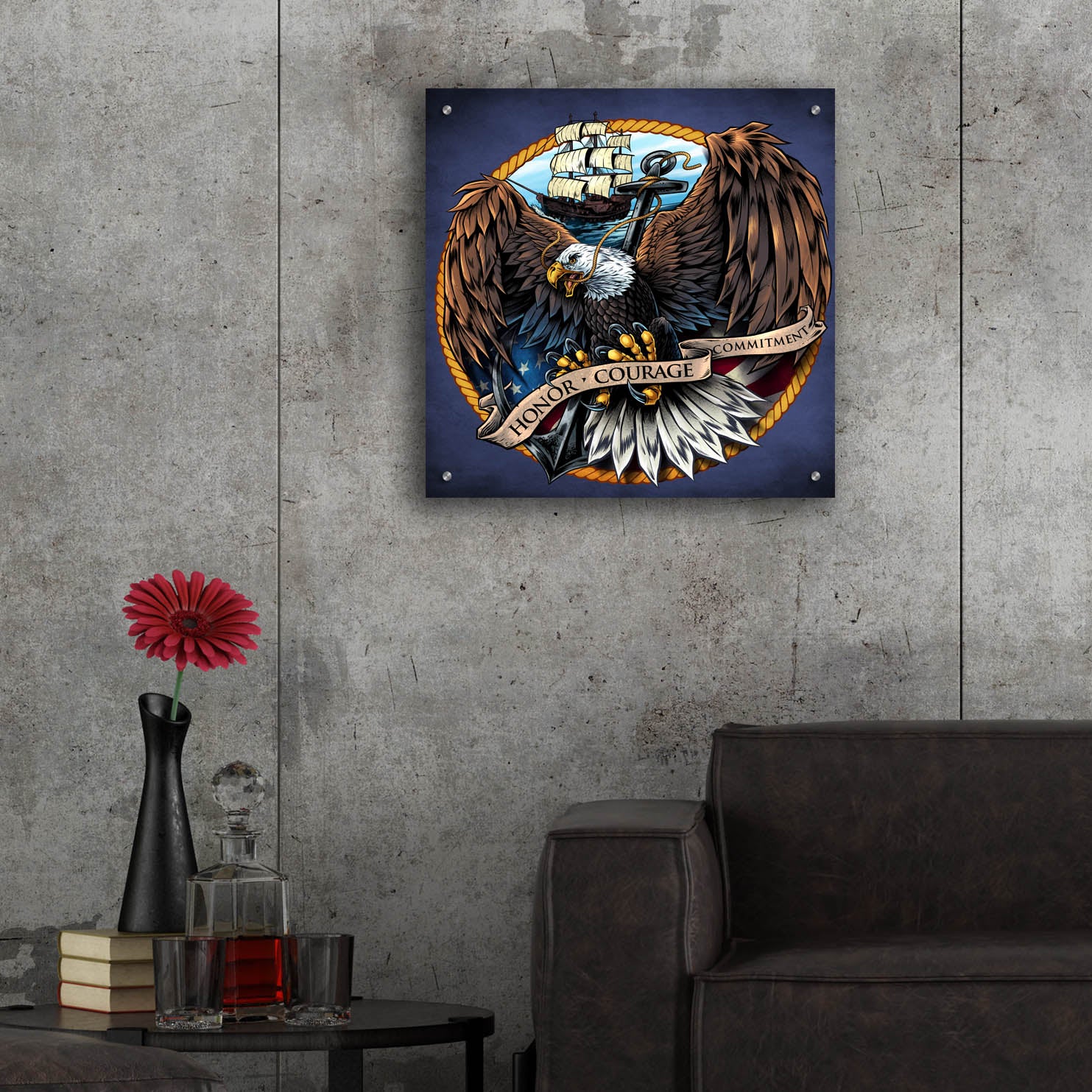 Epic Art 'Navy Eagle Decal' by Flyland Designs, Acrylic Glass Wall Art,24x24