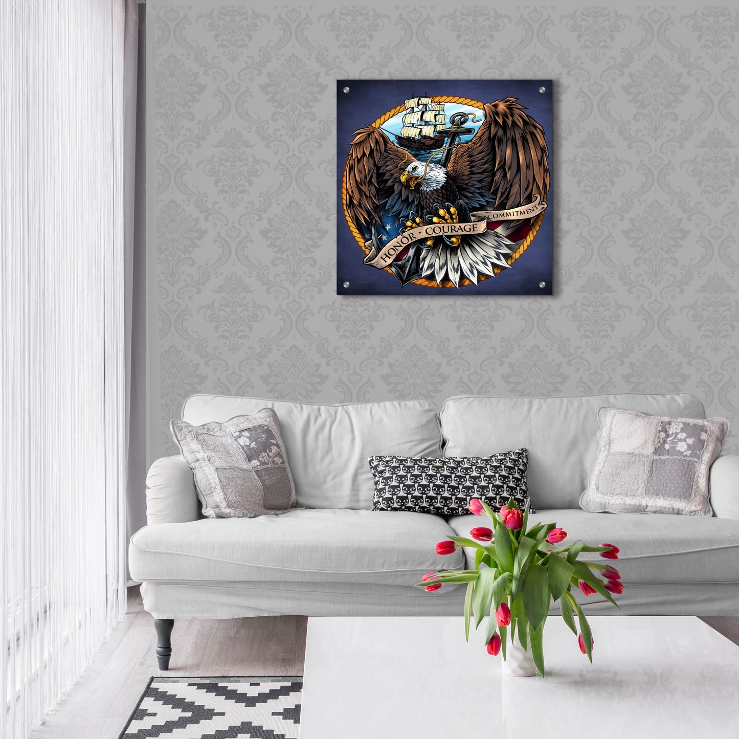 Epic Art 'Navy Eagle Decal' by Flyland Designs, Acrylic Glass Wall Art,24x24