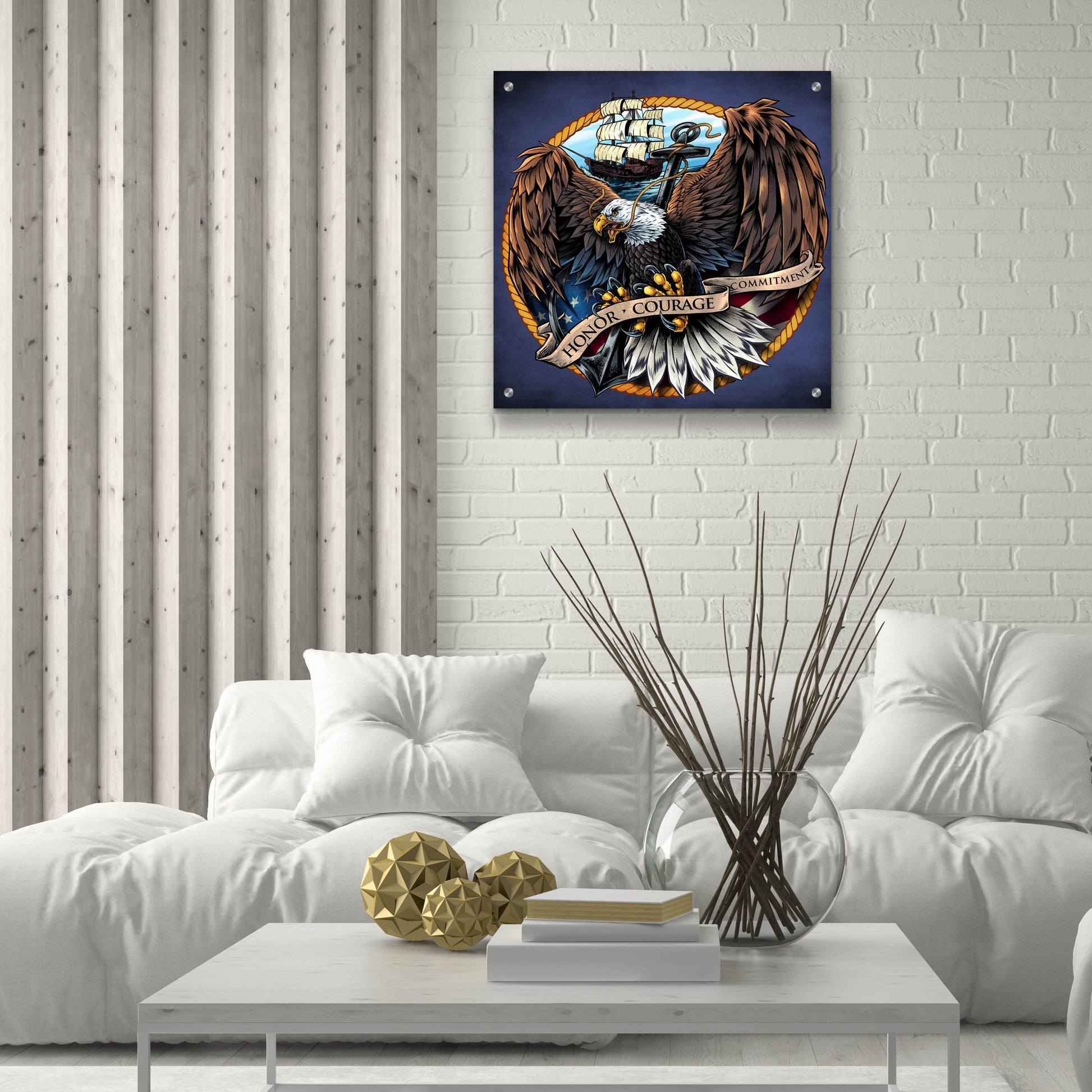 Epic Art 'Navy Eagle Decal' by Flyland Designs, Acrylic Glass Wall Art,24x24