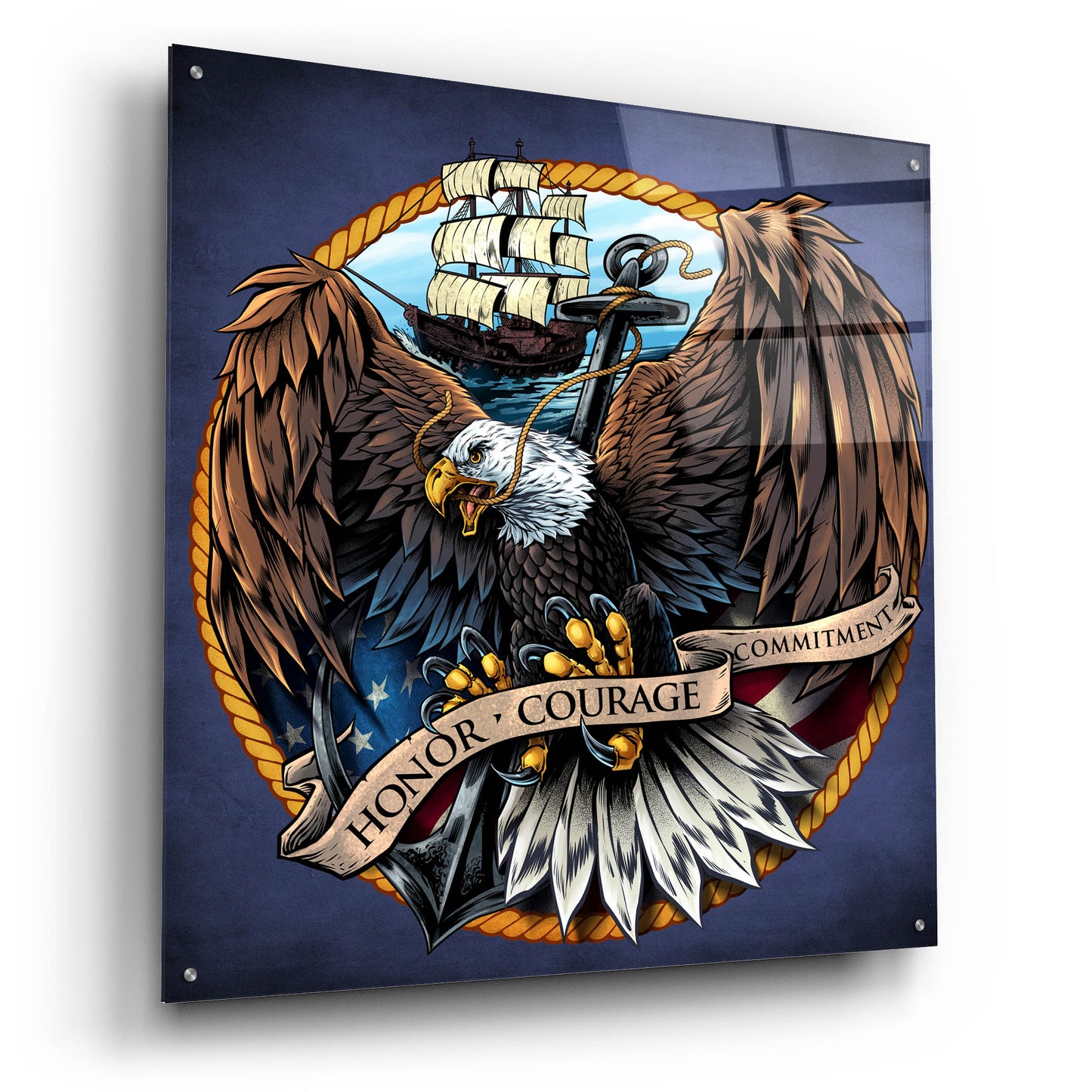 Epic Art 'Navy Eagle Decal' by Flyland Designs, Acrylic Glass Wall Art,36x36