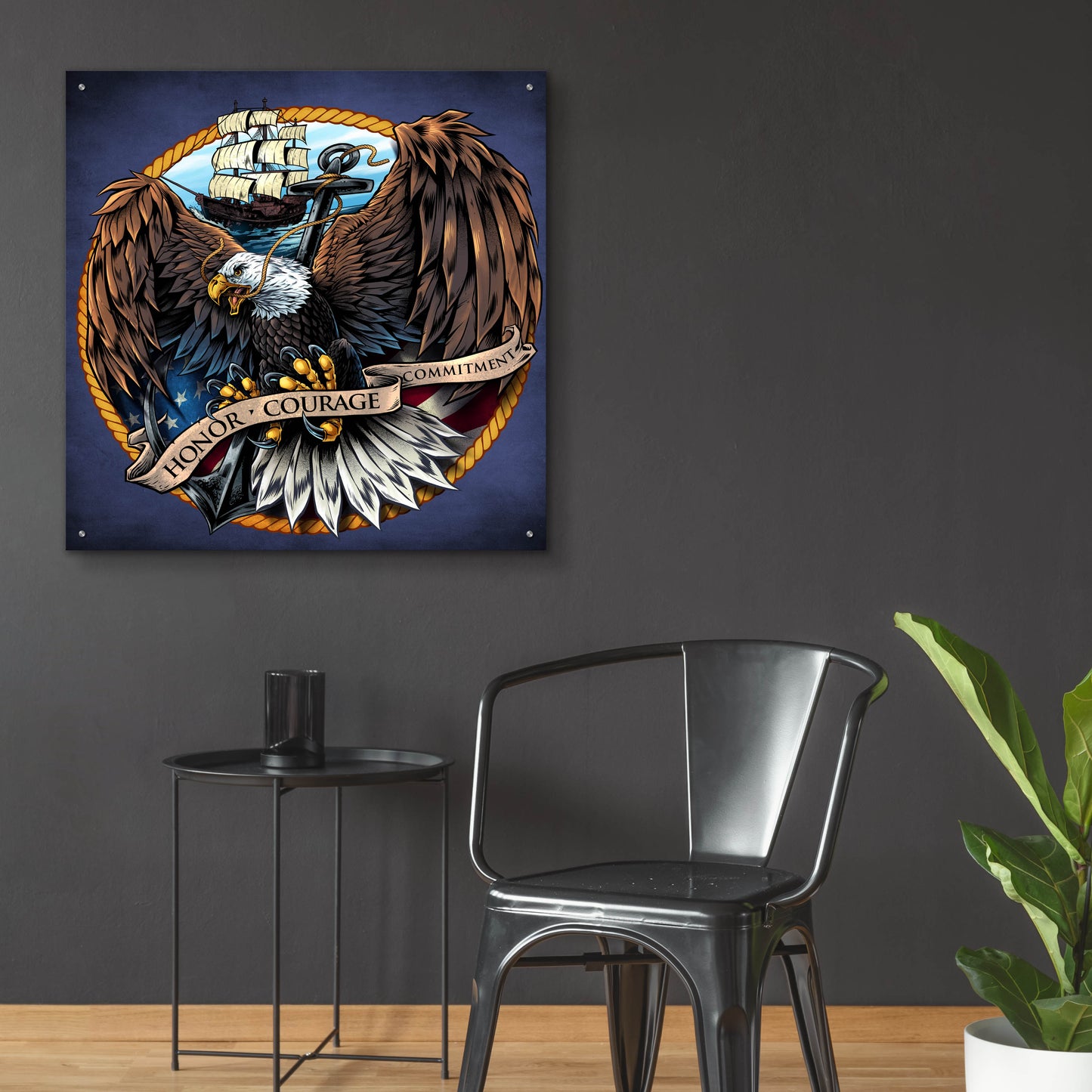 Epic Art 'Navy Eagle Decal' by Flyland Designs, Acrylic Glass Wall Art,36x36