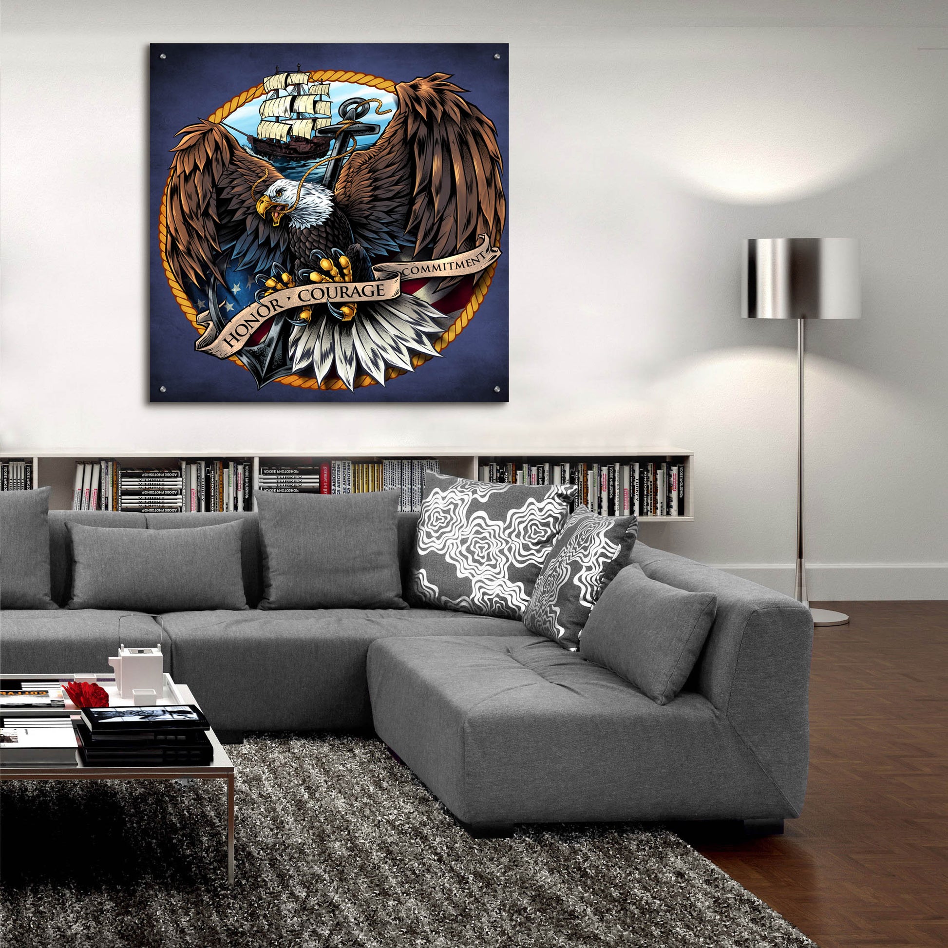 Epic Art 'Navy Eagle Decal' by Flyland Designs, Acrylic Glass Wall Art,36x36