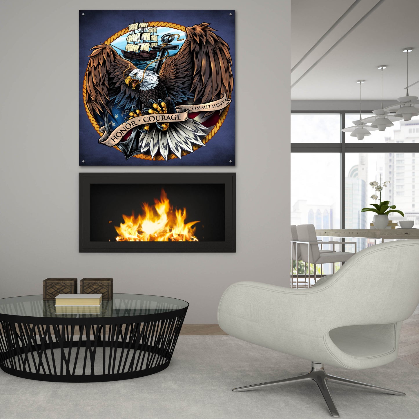 Epic Art 'Navy Eagle Decal' by Flyland Designs, Acrylic Glass Wall Art,36x36