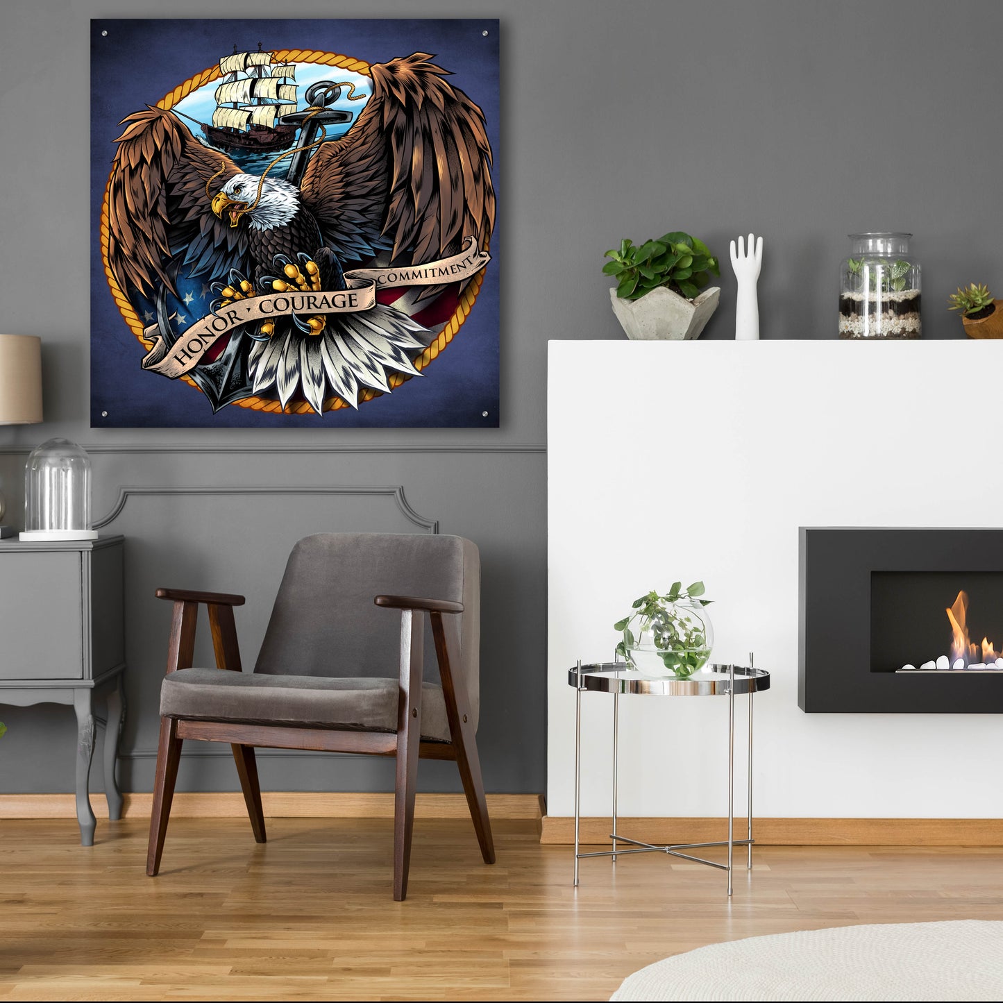 Epic Art 'Navy Eagle Decal' by Flyland Designs, Acrylic Glass Wall Art,36x36