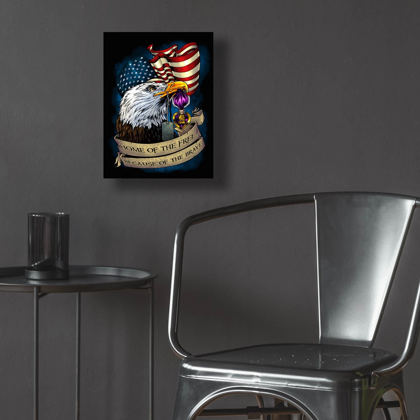 Epic Art 'Purple Heart Eagle and Flag 01' by Flyland Designs, Acrylic Glass Wall Art,12x16