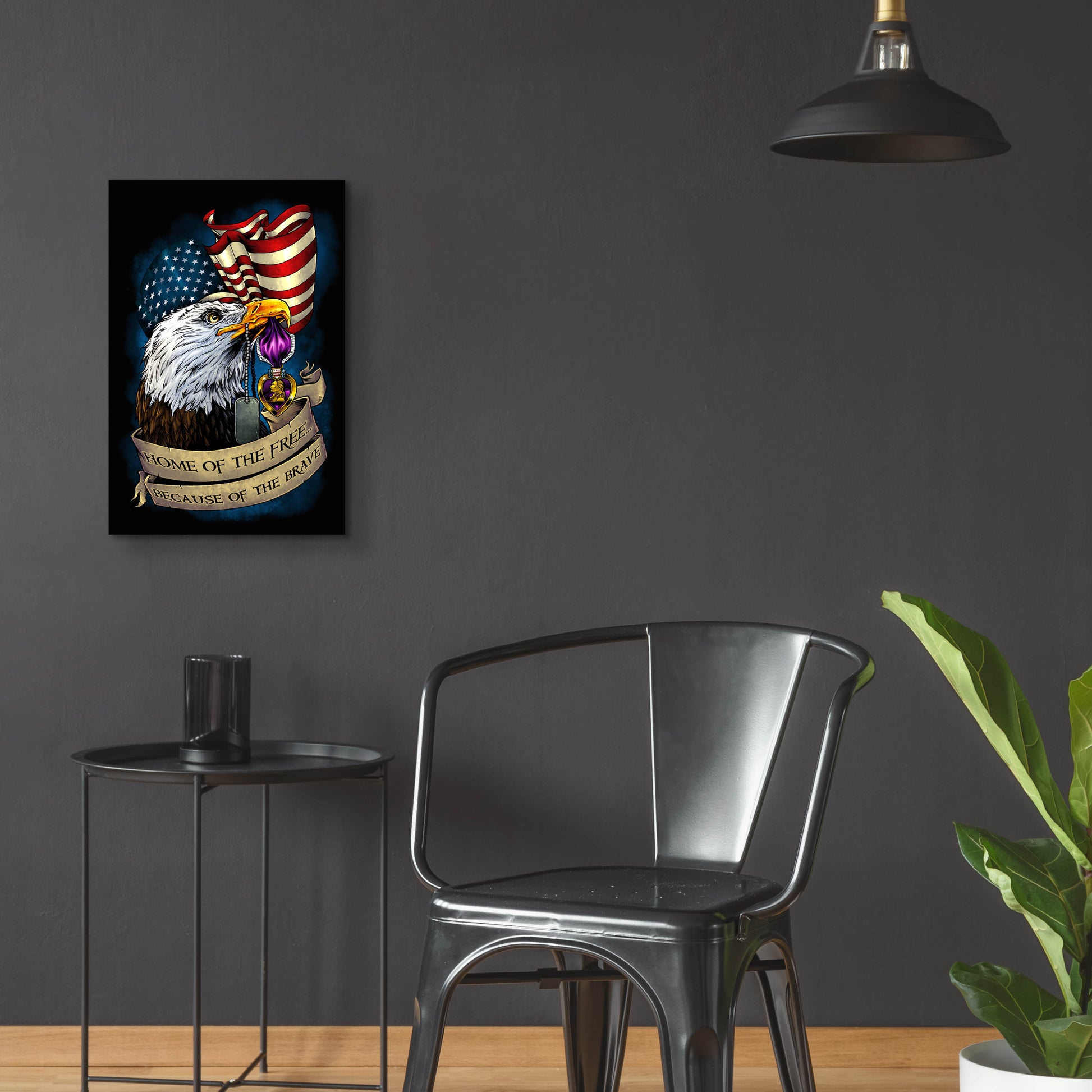 Epic Art 'Purple Heart Eagle and Flag 01' by Flyland Designs, Acrylic Glass Wall Art,16x24