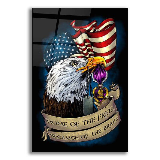 Epic Art 'Purple Heart Eagle and Flag 01' by Flyland Designs, Acrylic Glass Wall Art