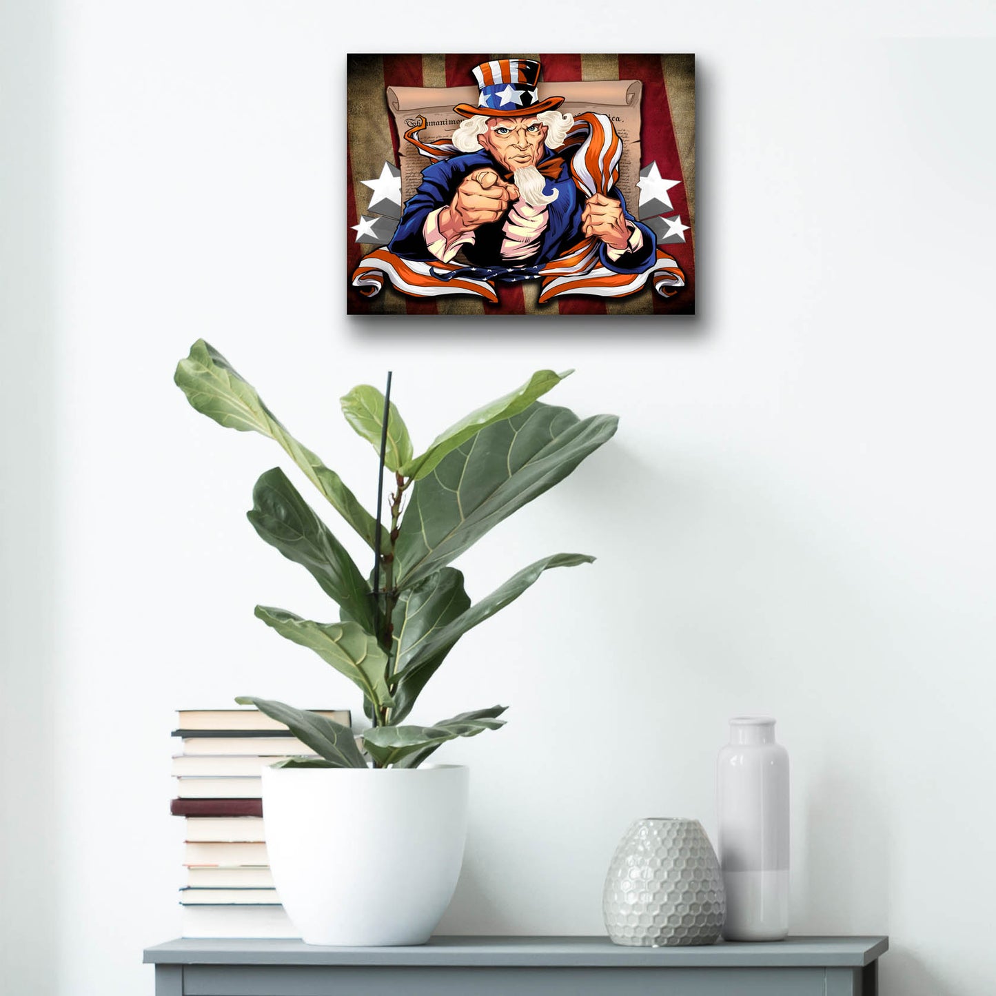 Epic Art 'Uncle Sam Patriot Character' by Flyland Designs, Acrylic Glass Wall Art,16x12