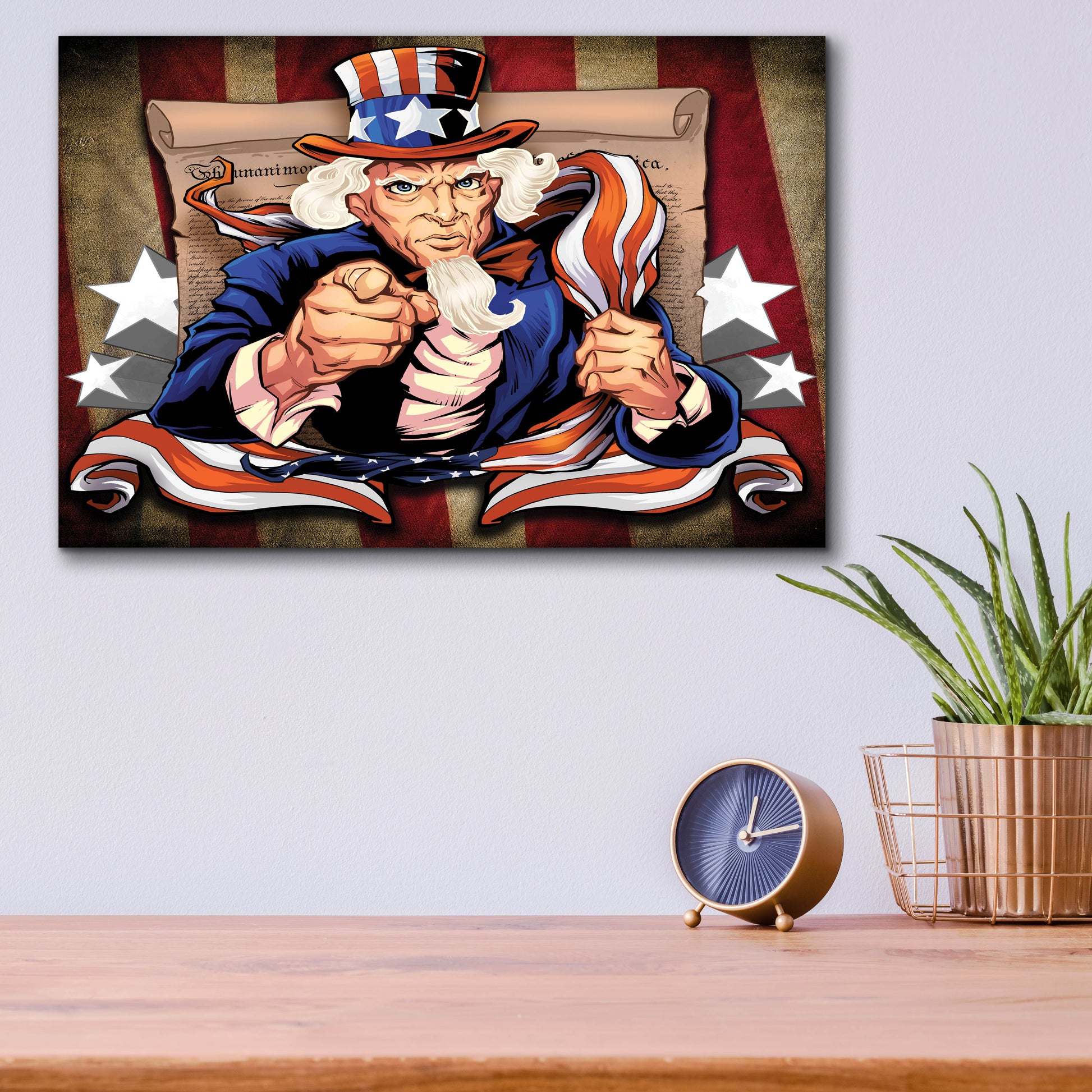 Epic Art 'Uncle Sam Patriot Character' by Flyland Designs, Acrylic Glass Wall Art,16x12