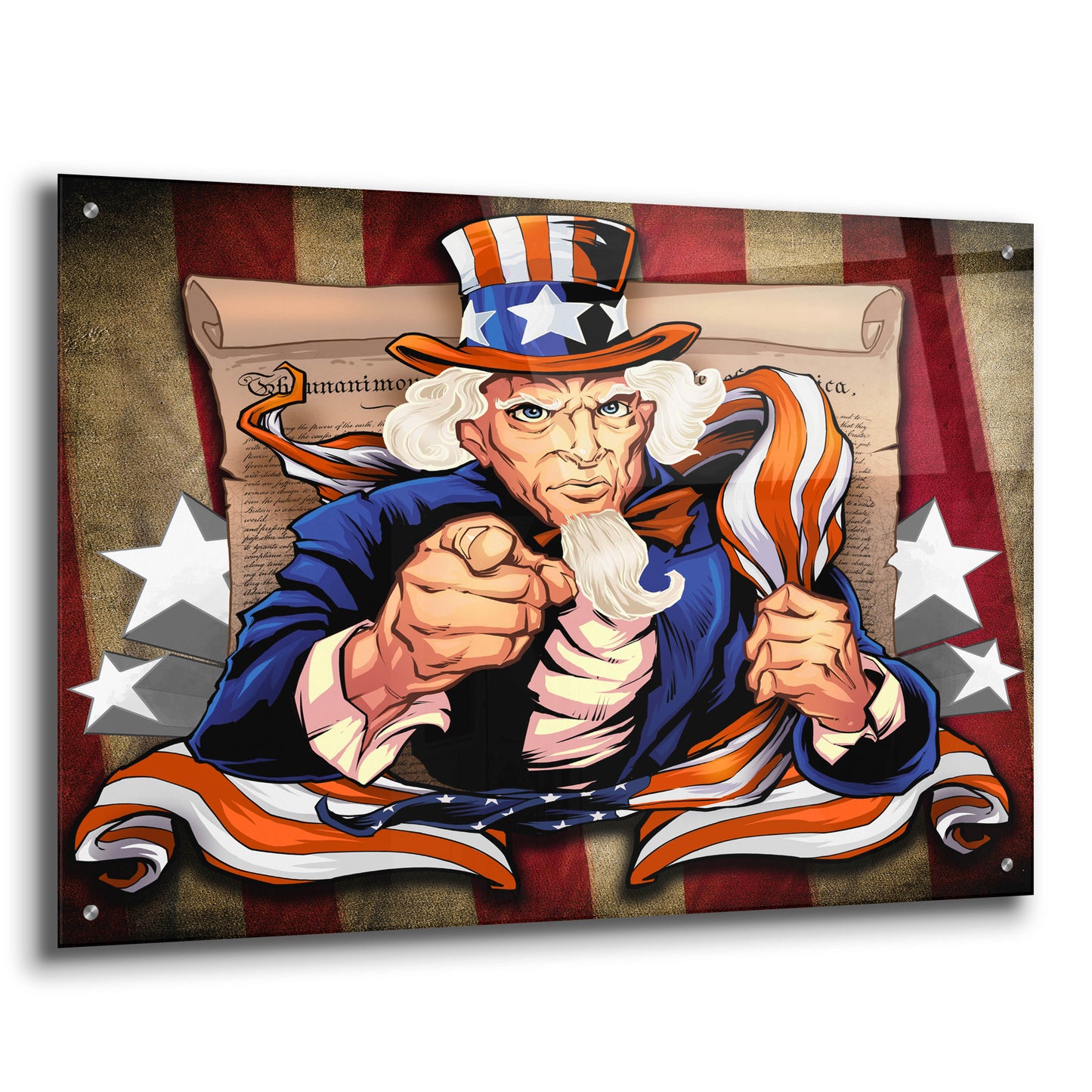 Epic Art 'Uncle Sam Patriot Character' by Flyland Designs, Acrylic Glass Wall Art,36x24