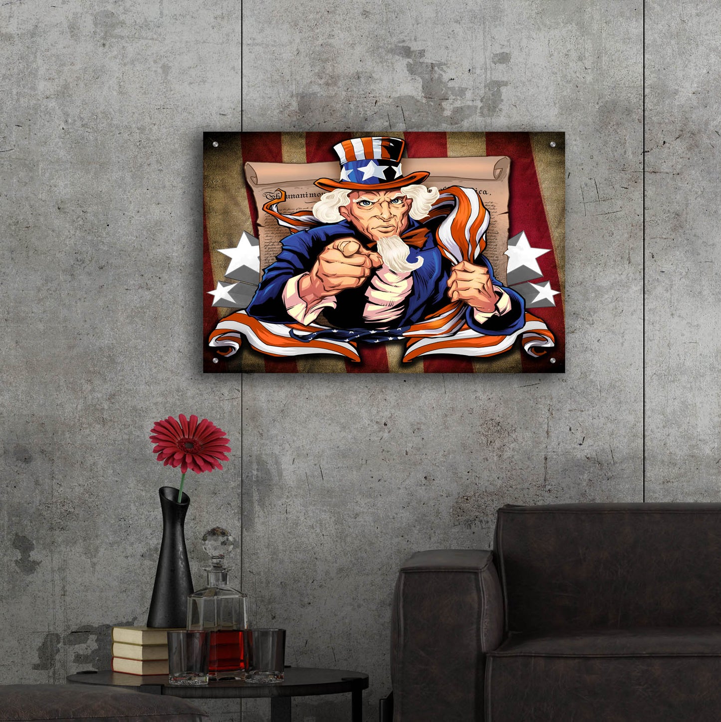 Epic Art 'Uncle Sam Patriot Character' by Flyland Designs, Acrylic Glass Wall Art,36x24