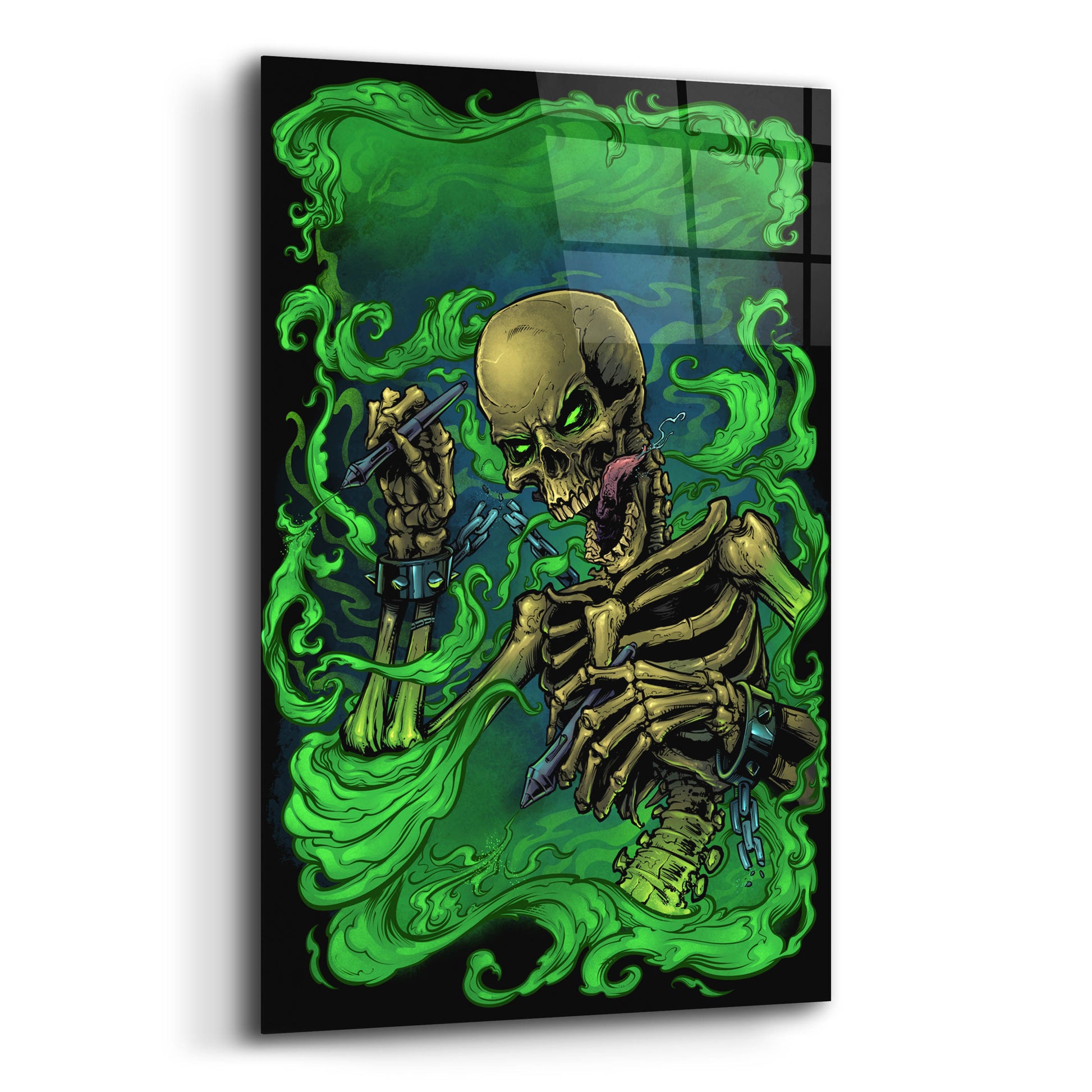 Epic Art 'Airbrush Skeleton' by Flyland Designs, Acrylic Glass Wall Art,12x16